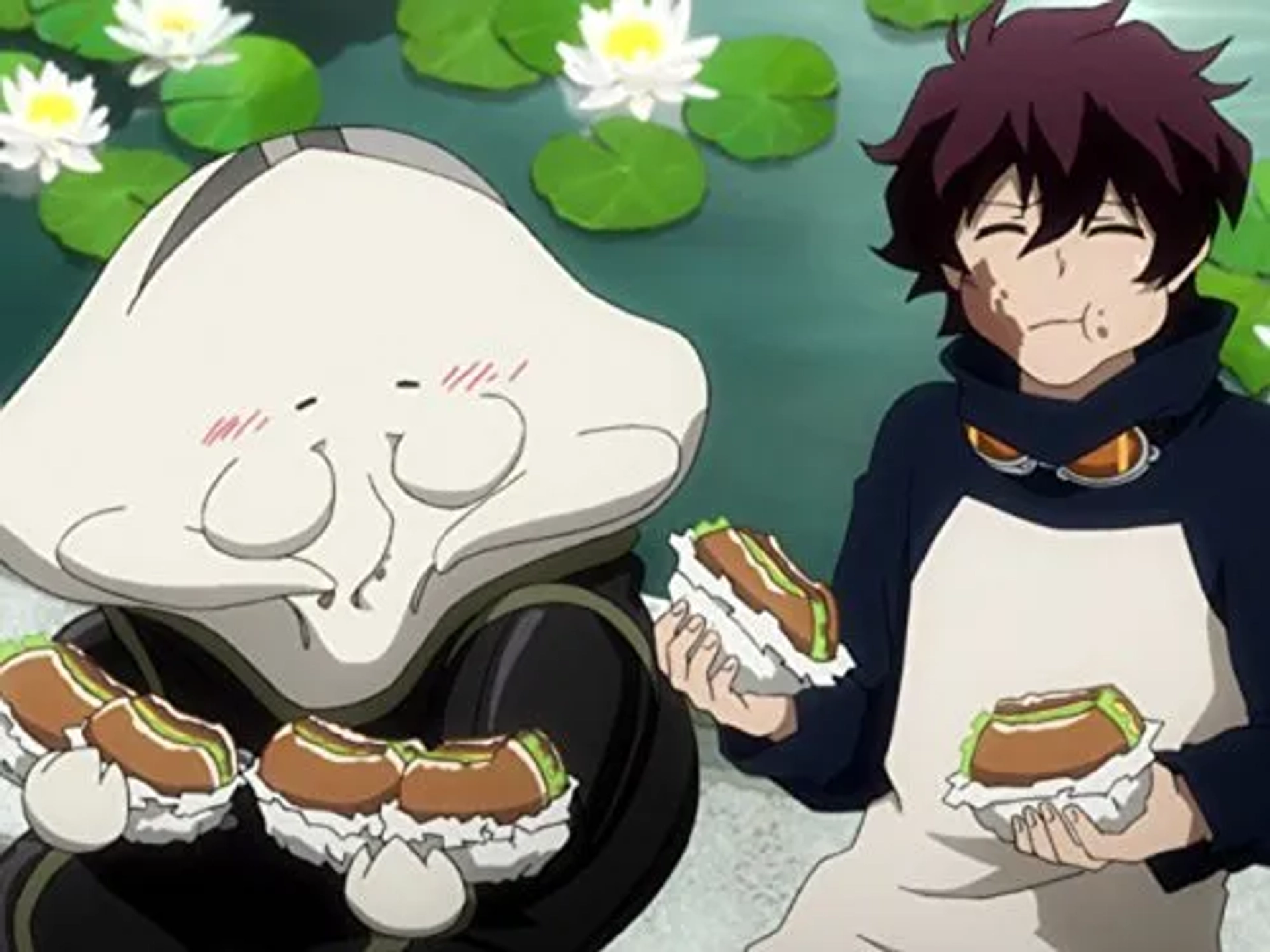 Ikue Ôtani, Daisuke Sakaguchi, Aaron Dismuke, and Alison Viktorin in Blood Blockade Battlefront (2015)