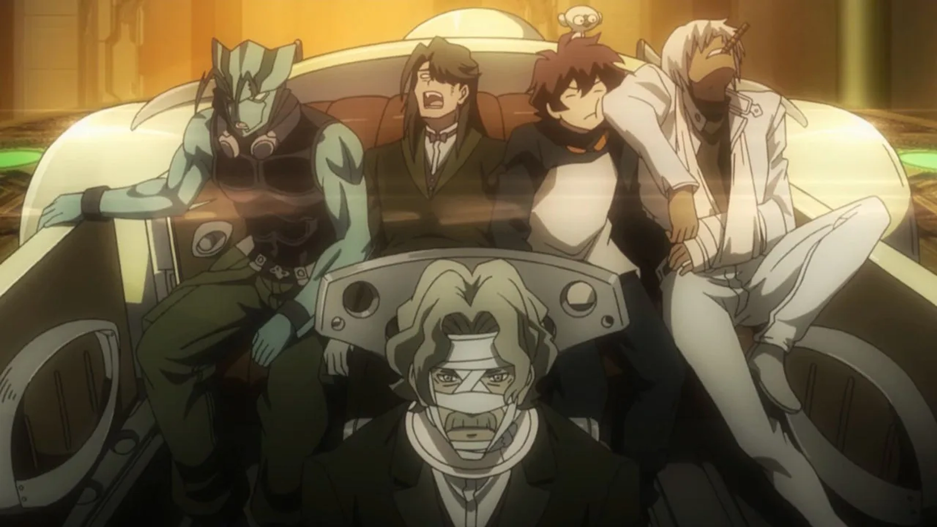 John Burgmeier, Banjô Ginga, Hikaru Midorikawa, Kazuya Nakai, Daisuke Sakaguchi, Ian Sinclair, Aaron Dismuke, Daisuke Ono, and Francis Henry in Blood Blockade Battlefront (2015)