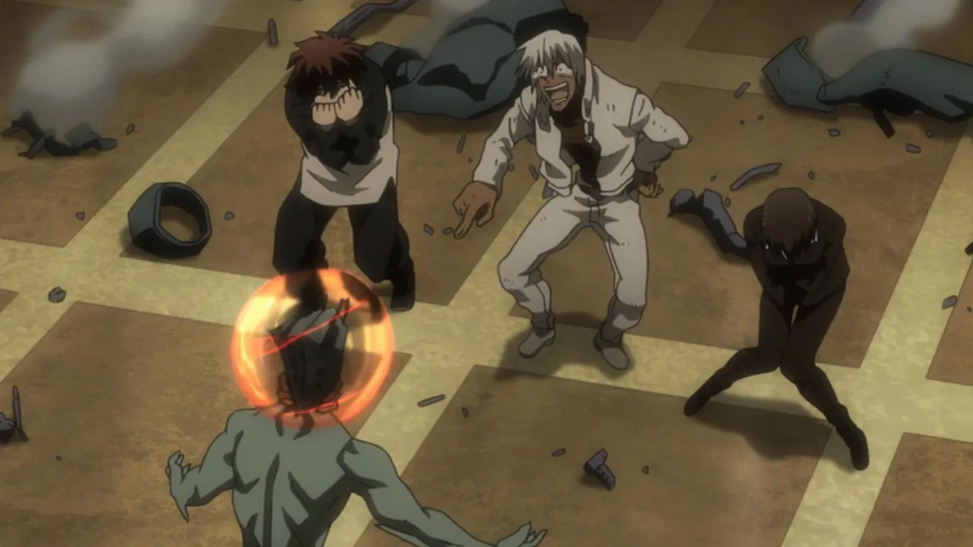 Hikaru Midorikawa, Kazuya Nakai, Daisuke Sakaguchi, Ian Sinclair, Aaron Dismuke, Yû Kobayashi, Alex Organ, and Trina Nishimura in Blood Blockade Battlefront (2015)