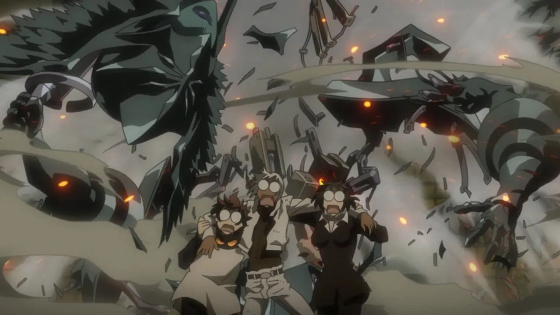 Kazuya Nakai, Daisuke Sakaguchi, Ian Sinclair, Aaron Dismuke, Yû Kobayashi, and Trina Nishimura in Blood Blockade Battlefront (2015)