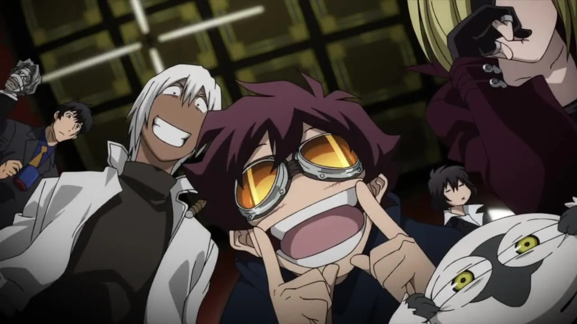 Banjô Ginga, Mitsuru Miyamoto, Kazuya Nakai, Ai Orikasa, Monica Rial, Daisuke Sakaguchi, Ian Sinclair, Aaron Dismuke, Stephanie Young, Yû Kobayashi, J. Michael Tatum, Trina Nishimura, Francis Henry, and Yuma Uchida in Blood Blockade Battlefront (2015)