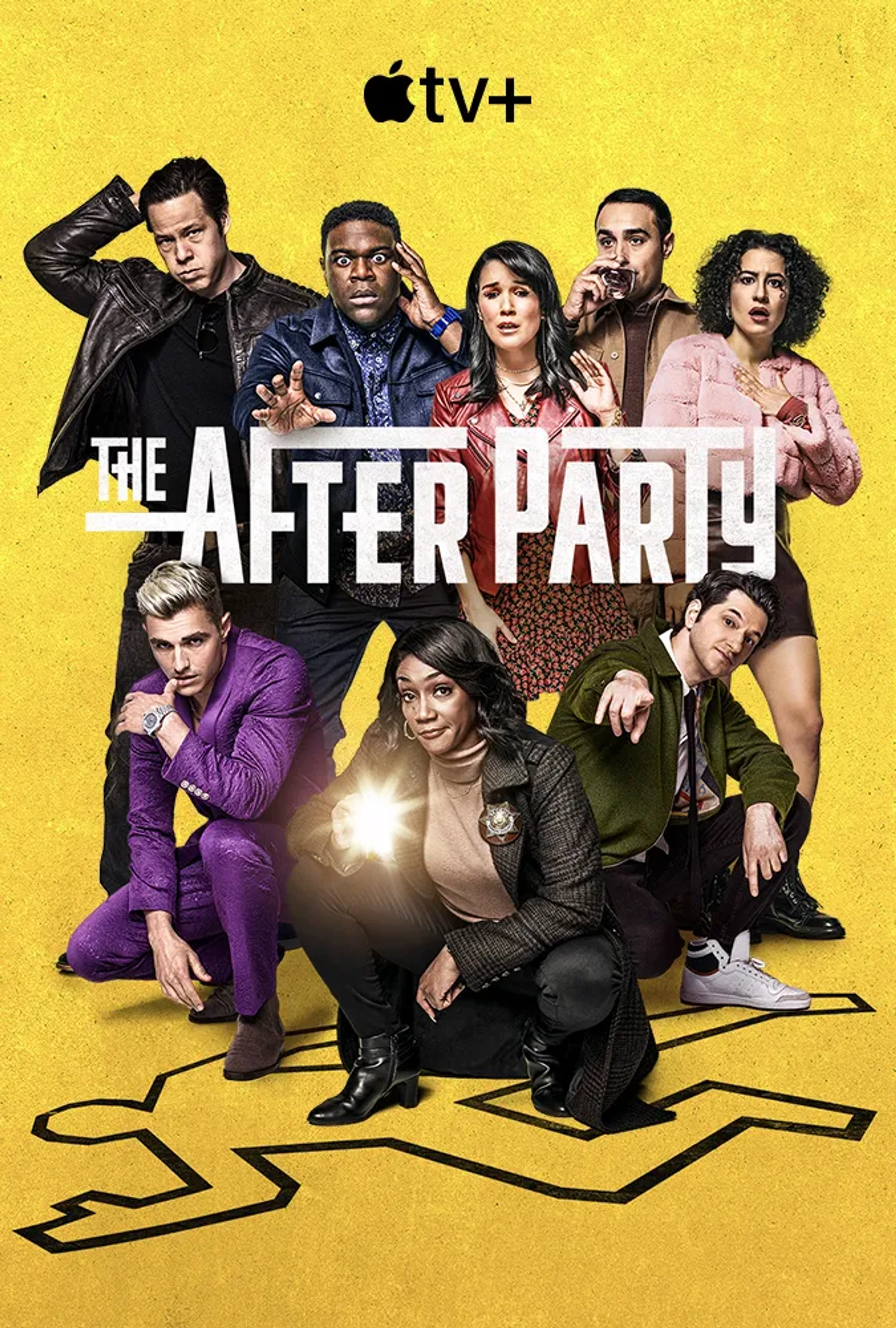 Ike Barinholtz, Tiffany Haddish, Dave Franco, Ben Schwartz, Zoë Chao, Sam Richardson, Ilana Glazer, and Jamie Demetriou in The Afterparty (2022)