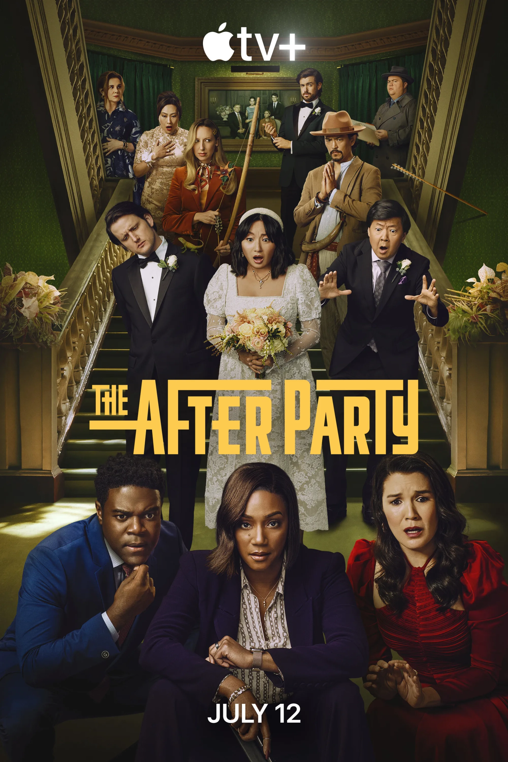 Elizabeth Perkins, John Cho, Ken Jeong, Vivian Wu, Tiffany Haddish, Zach Woods, Jack Whitehall, Paul Walter Hauser, Zoë Chao, Sam Richardson, Anna Konkle, and Poppy Liu in The Afterparty (2022)