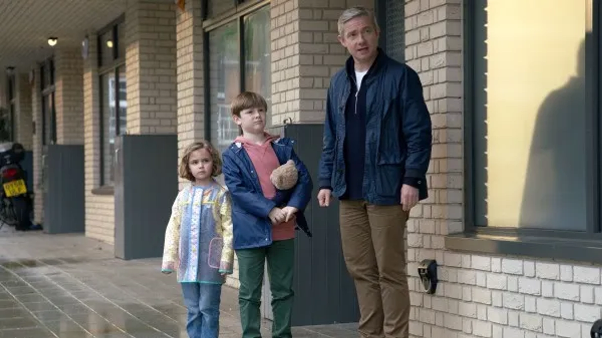 Martin Freeman, George Wakeman, and Jayda Eyles in Breeders: No Exit (2020)