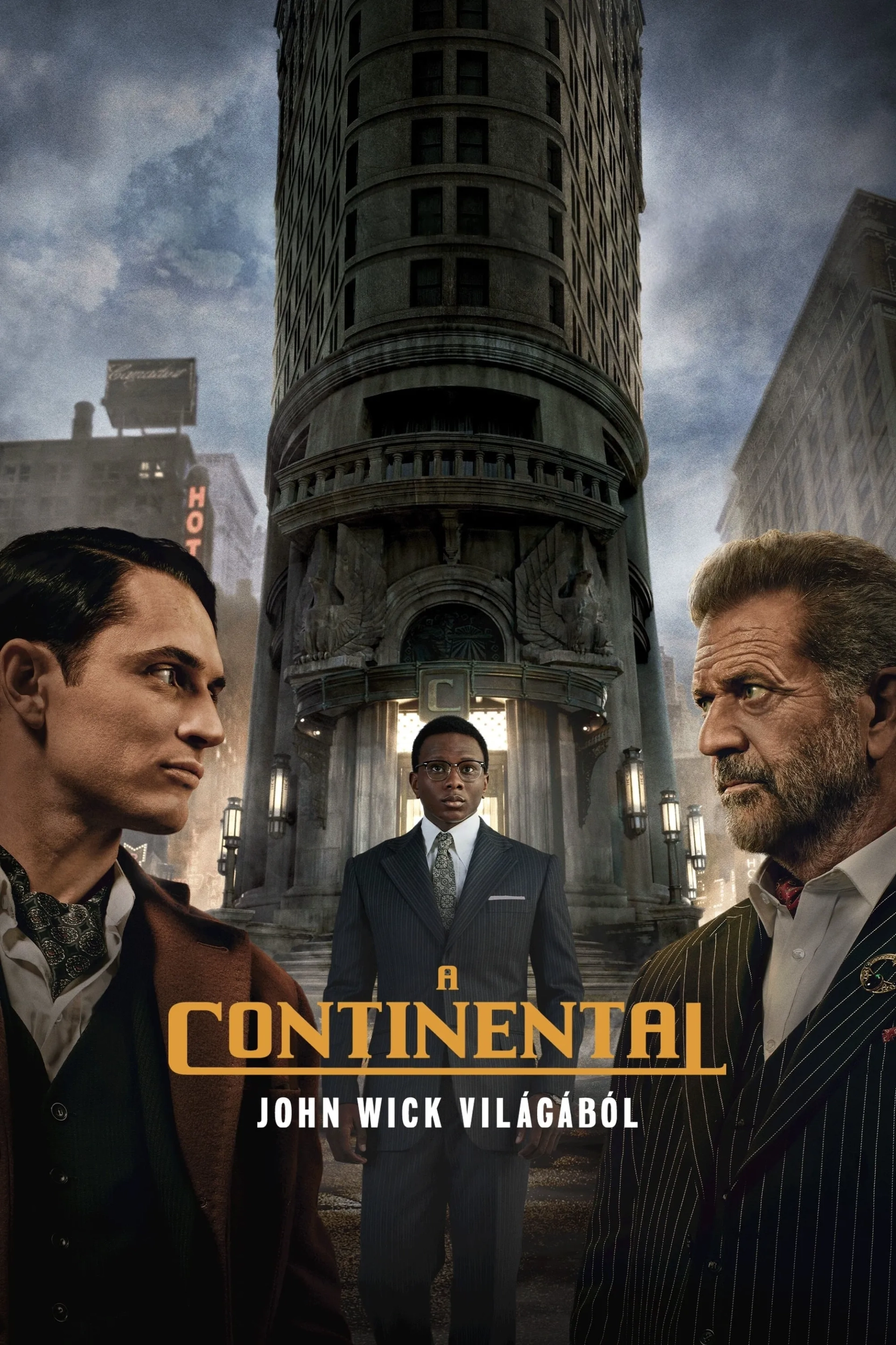 Mel Gibson, Colin Woodell, and Ayomide Adegun in The Continental: From the World of John Wick (2023)