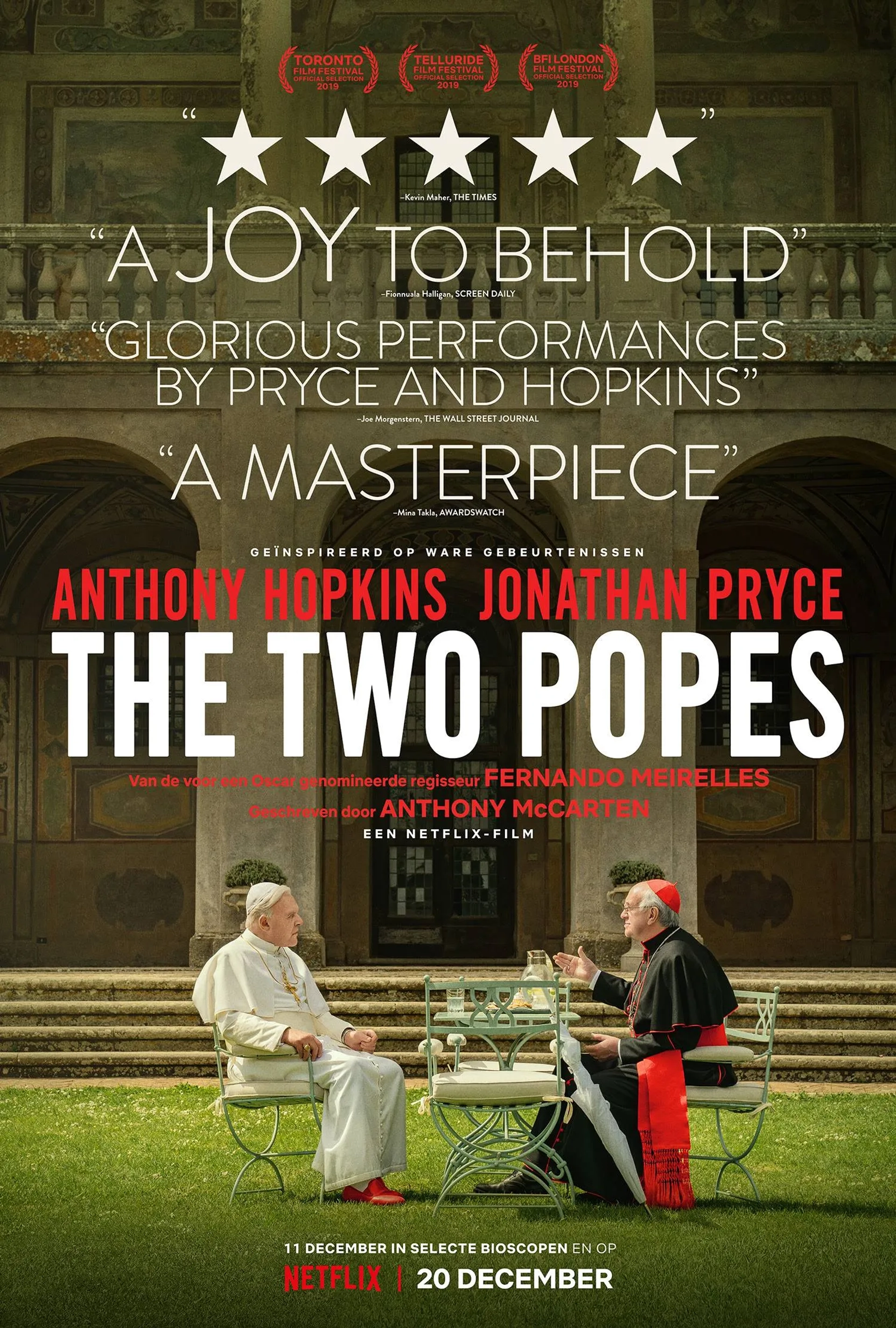 Anthony Hopkins and Jonathan Pryce in The Two Popes (2019)