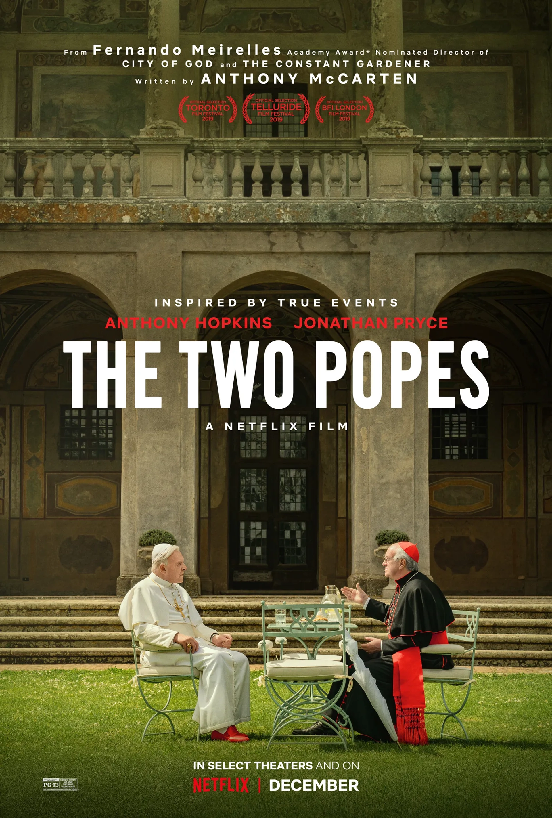 Anthony Hopkins and Jonathan Pryce in The Two Popes (2019)