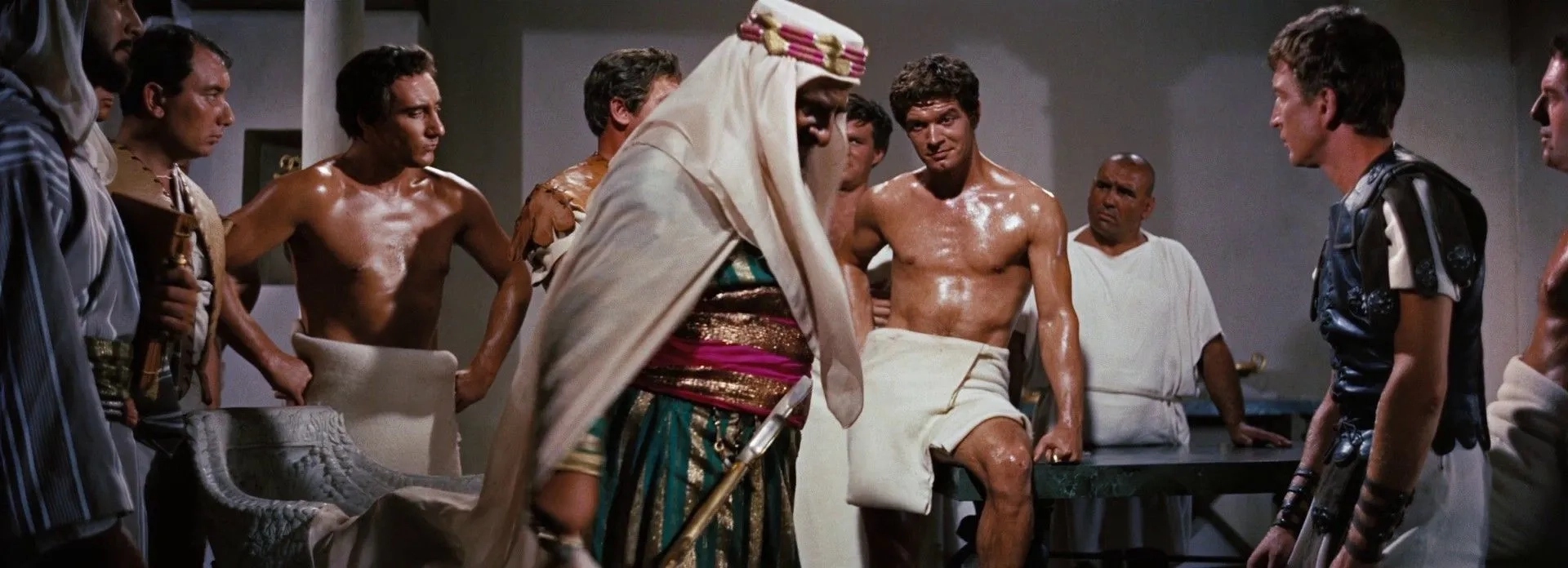 Stephen Boyd, Richard Coleman, Hugh Griffith, Duncan Lamont, Terence Longdon, and Tiberio Mitri in Ben-Hur (1959)