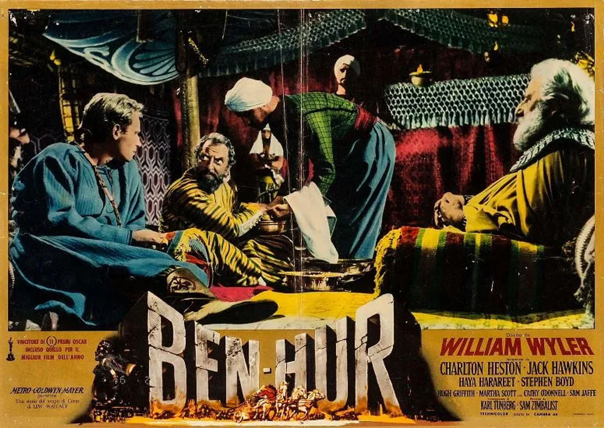 Charlton Heston, Finlay Currie, and Hugh Griffith in Ben-Hur (1959)