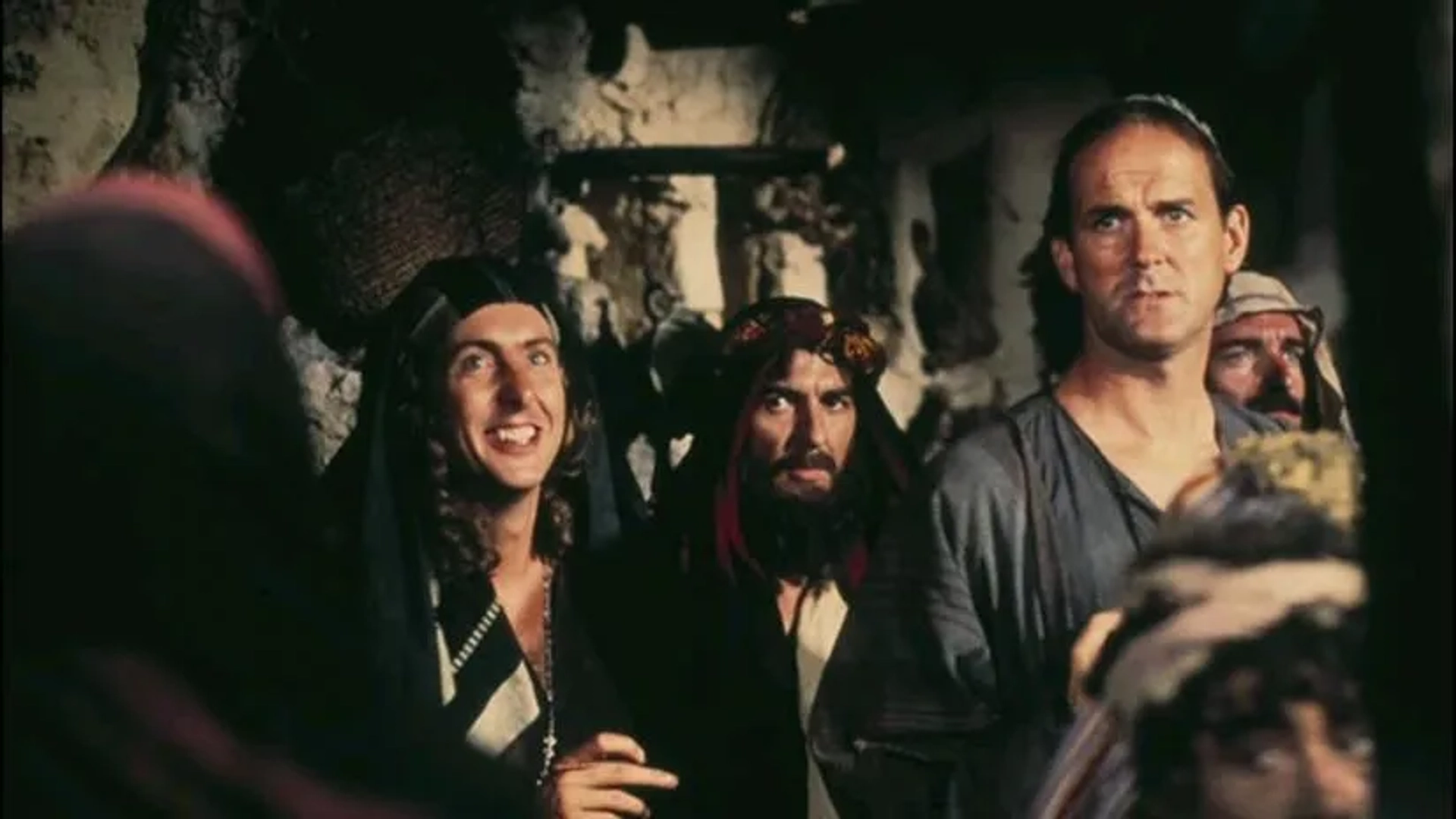 John Cleese, Eric Idle, and George Harrison in Life of Brian (1979)