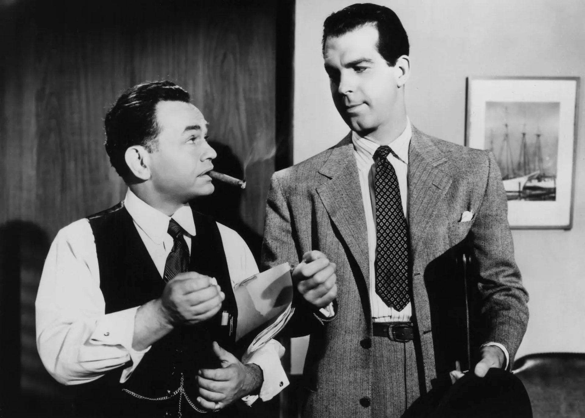 Edward G. Robinson and Fred MacMurray in Double Indemnity (1944)