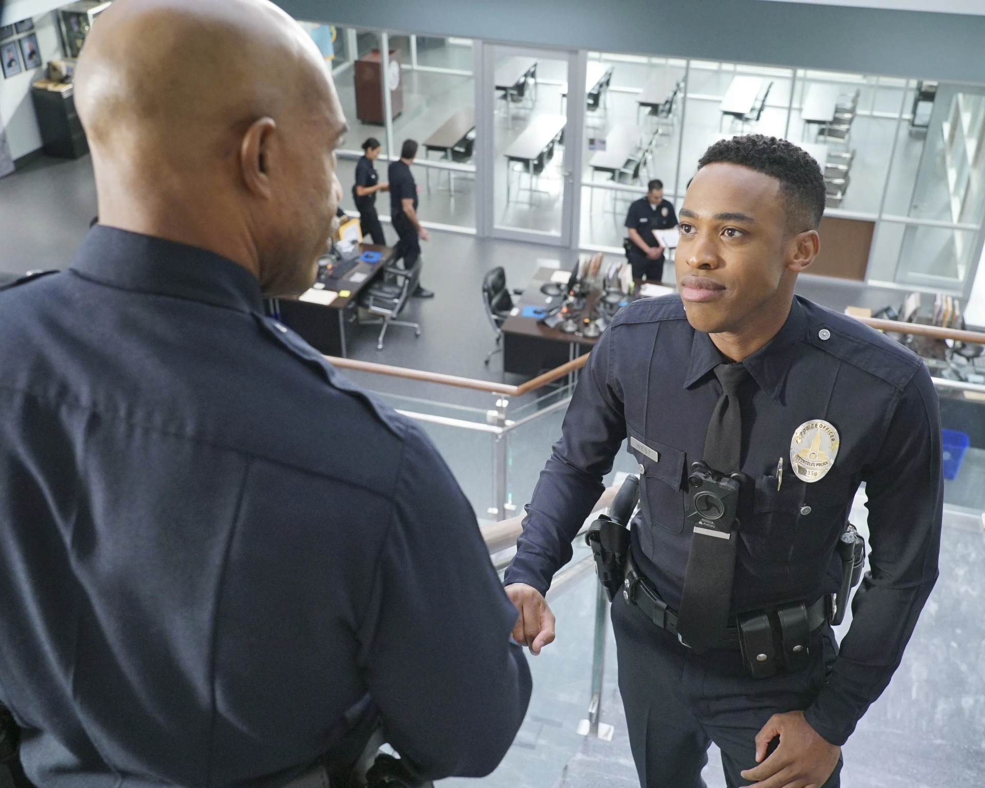 Michael Beach and Titus Makin Jr. in The Rookie (2018)