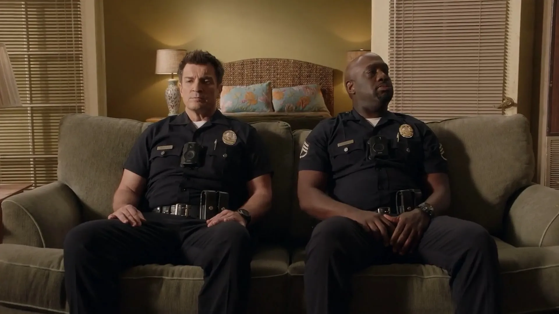 Nathan Fillion and Richard T. Jones in The Rookie: Mother's Day (2022)