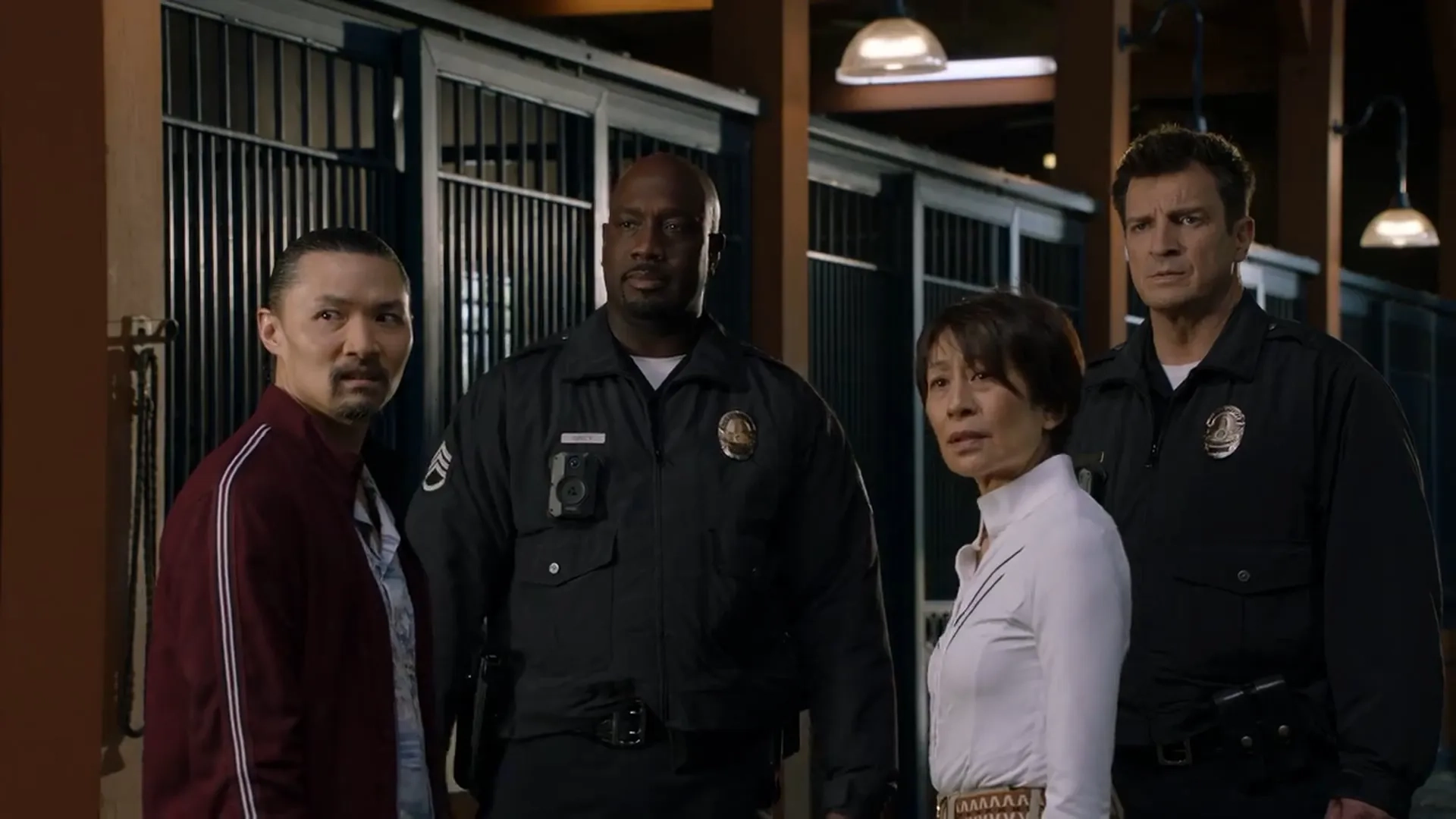 Nathan Fillion, Richard T. Jones, and Page Leong in The Rookie: Mother's Day (2022)