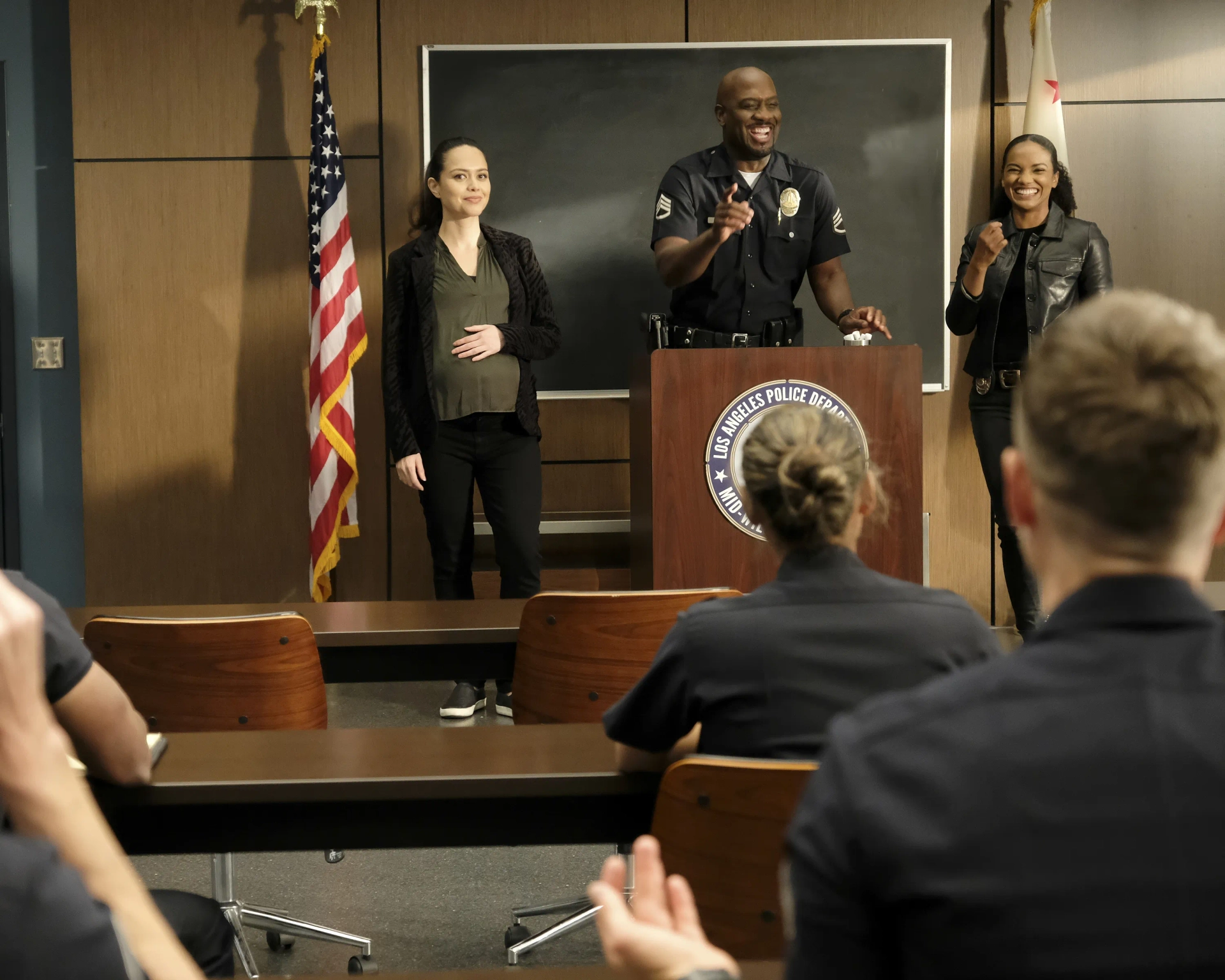 Richard T. Jones, Alyssa Diaz, and Mekia Cox in The Rookie: Threshold (2021)