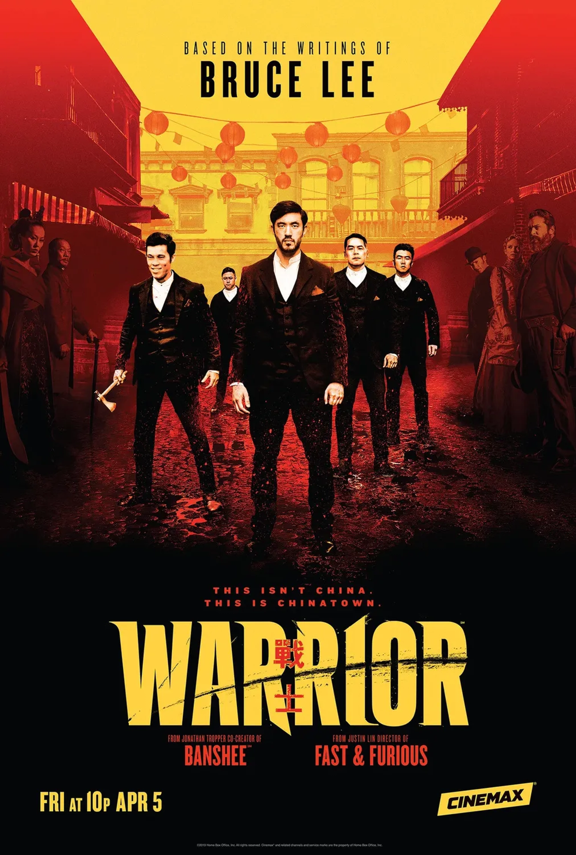 Jason Tobin, Perry Yung, Kieran Bew, Olivia Cheng, Rich Ting, Andrew Koji, Joanna Vanderham, and Tom Weston-Jones in Warrior (2019)