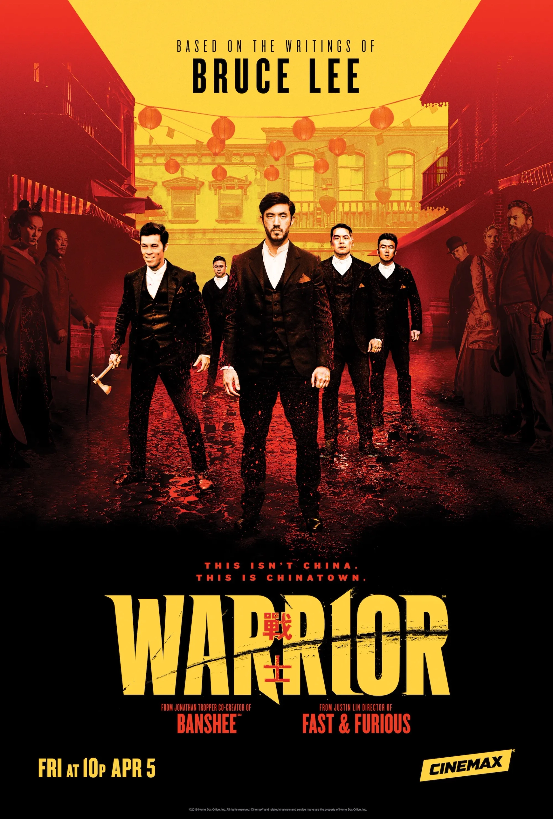 Jason Tobin, Perry Yung, Kieran Bew, Olivia Cheng, Rich Ting, Andrew Koji, Joanna Vanderham, and Tom Weston-Jones in Warrior (2019)