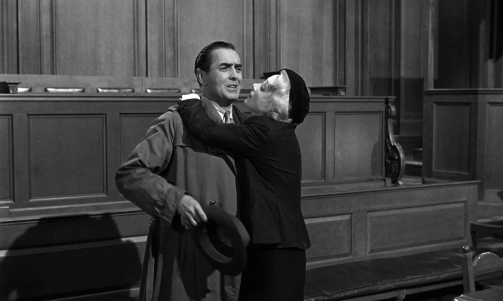 Marlene Dietrich and Tyrone Power in Witness for the Prosecution (1957)