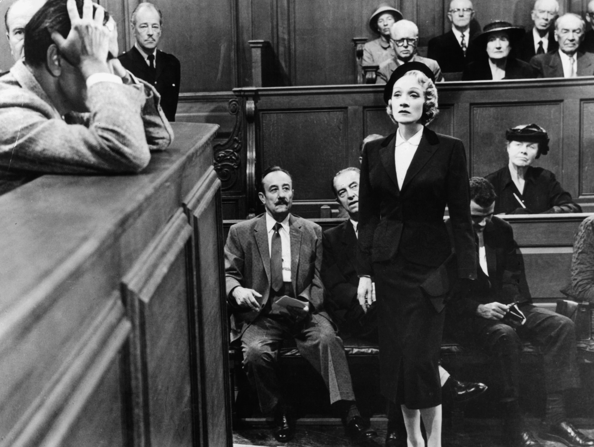 Marlene Dietrich and Tyrone Power in Witness for the Prosecution (1957)