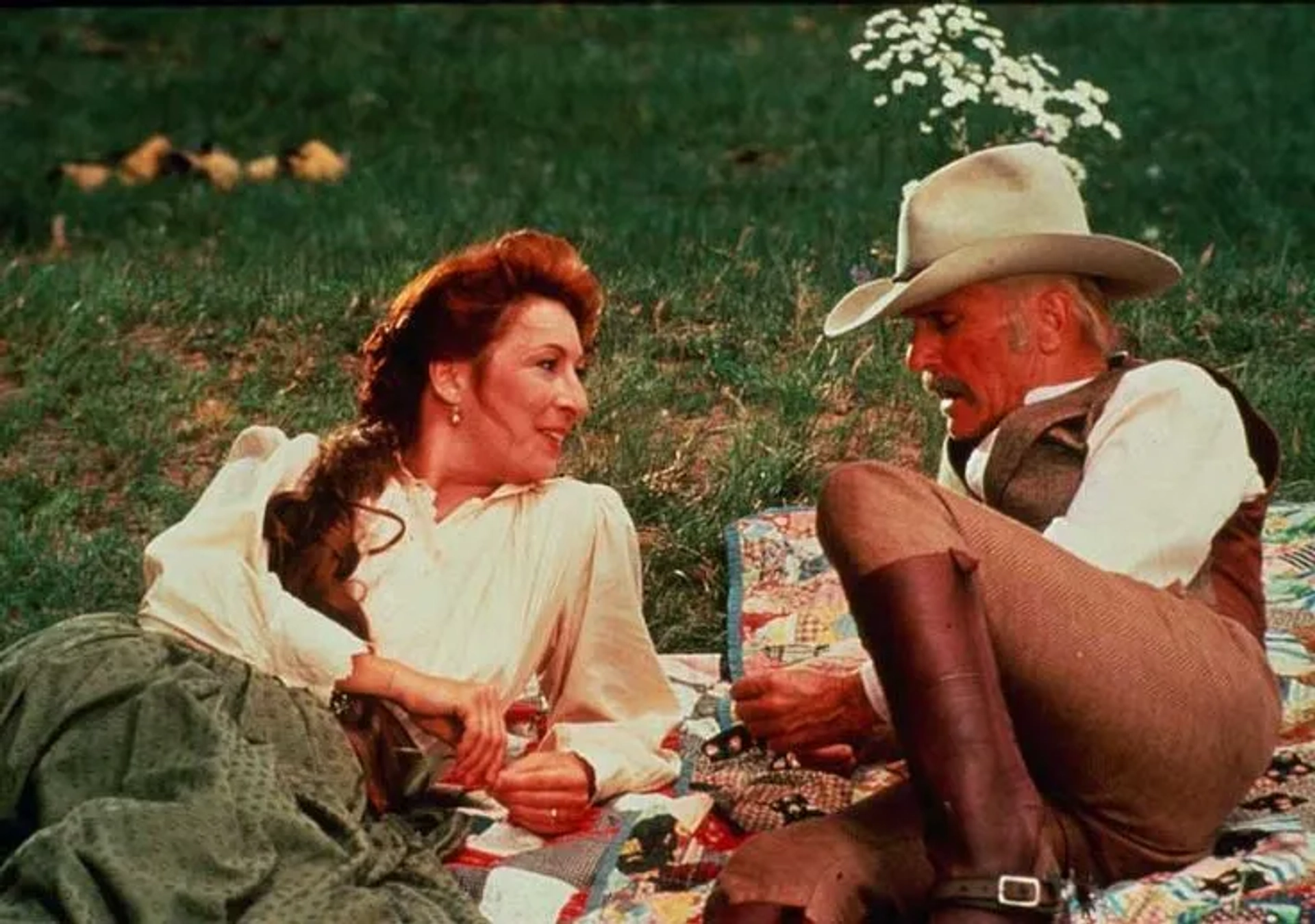 Robert Duvall and Anjelica Huston in Lonesome Dove (1989)