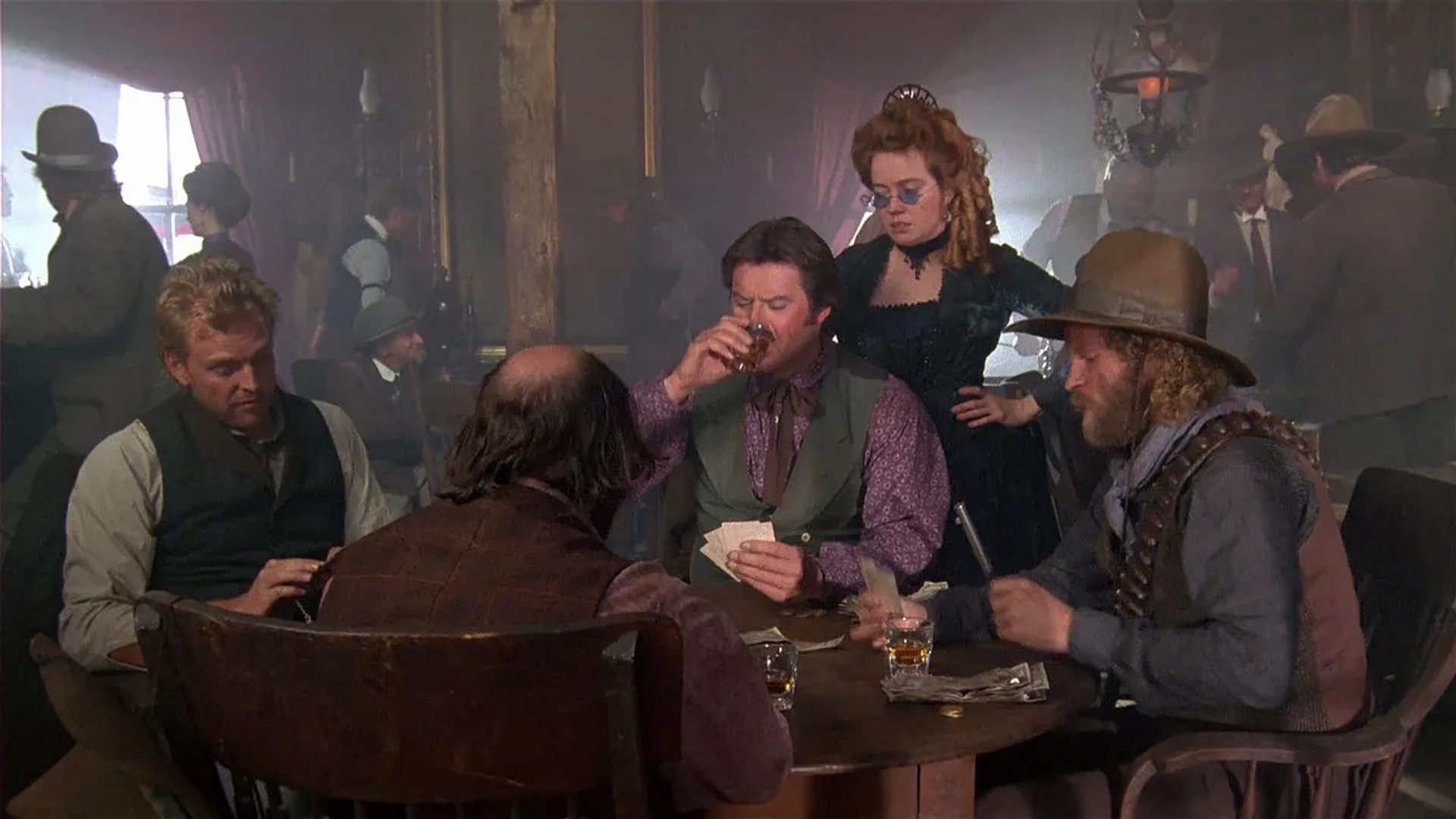 Robert Urich, Jerry Biggs, O-Lan Jones, and Gavan O'Herlihy in Lonesome Dove (1989)