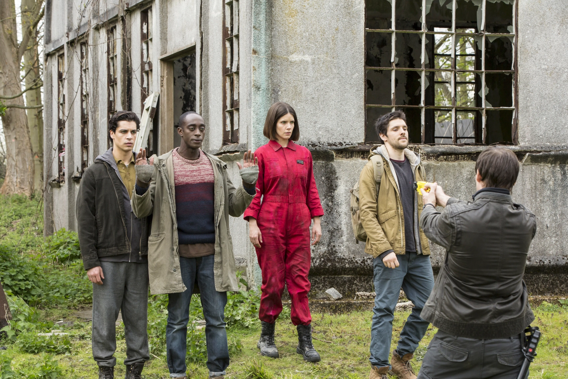 Anthony Flanagan, Colin Morgan, Sonya Cassidy, Ivanno Jeremiah, and Raphael Acloque in Humans (2015)