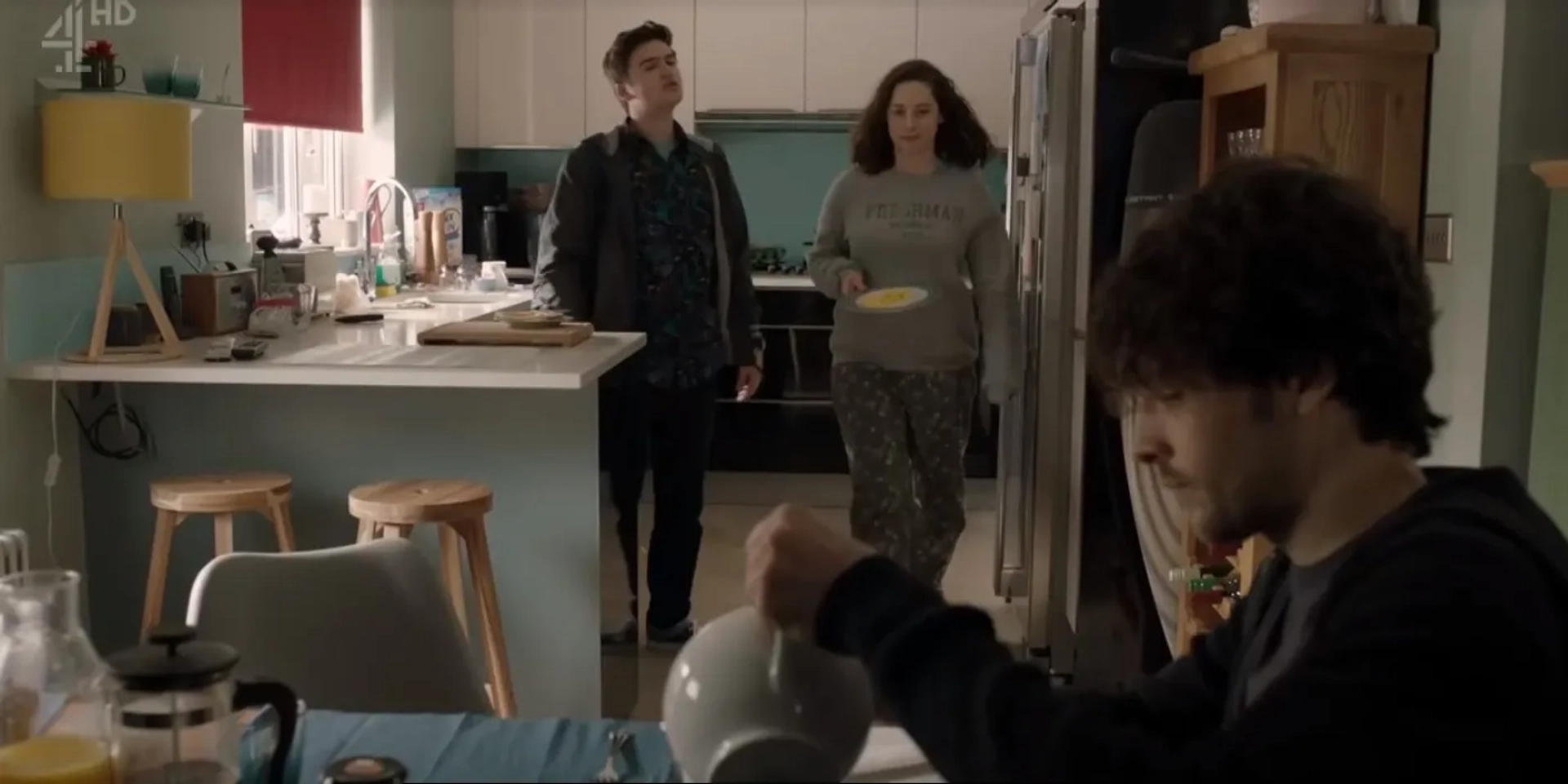 Theo Stevenson, Colin Morgan, and Lucy Carless in Humans (2015)