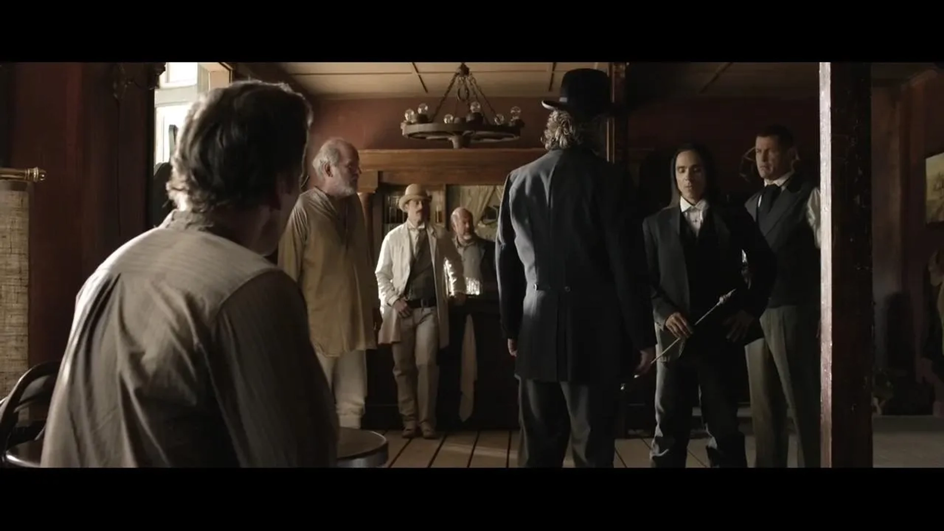 Kurt Russell, Michael Paré, Matthew Fox, Richard Jenkins, Zahn McClarnon, Fred Melamed, and Patrick Wilson in Bone Tomahawk (2015)