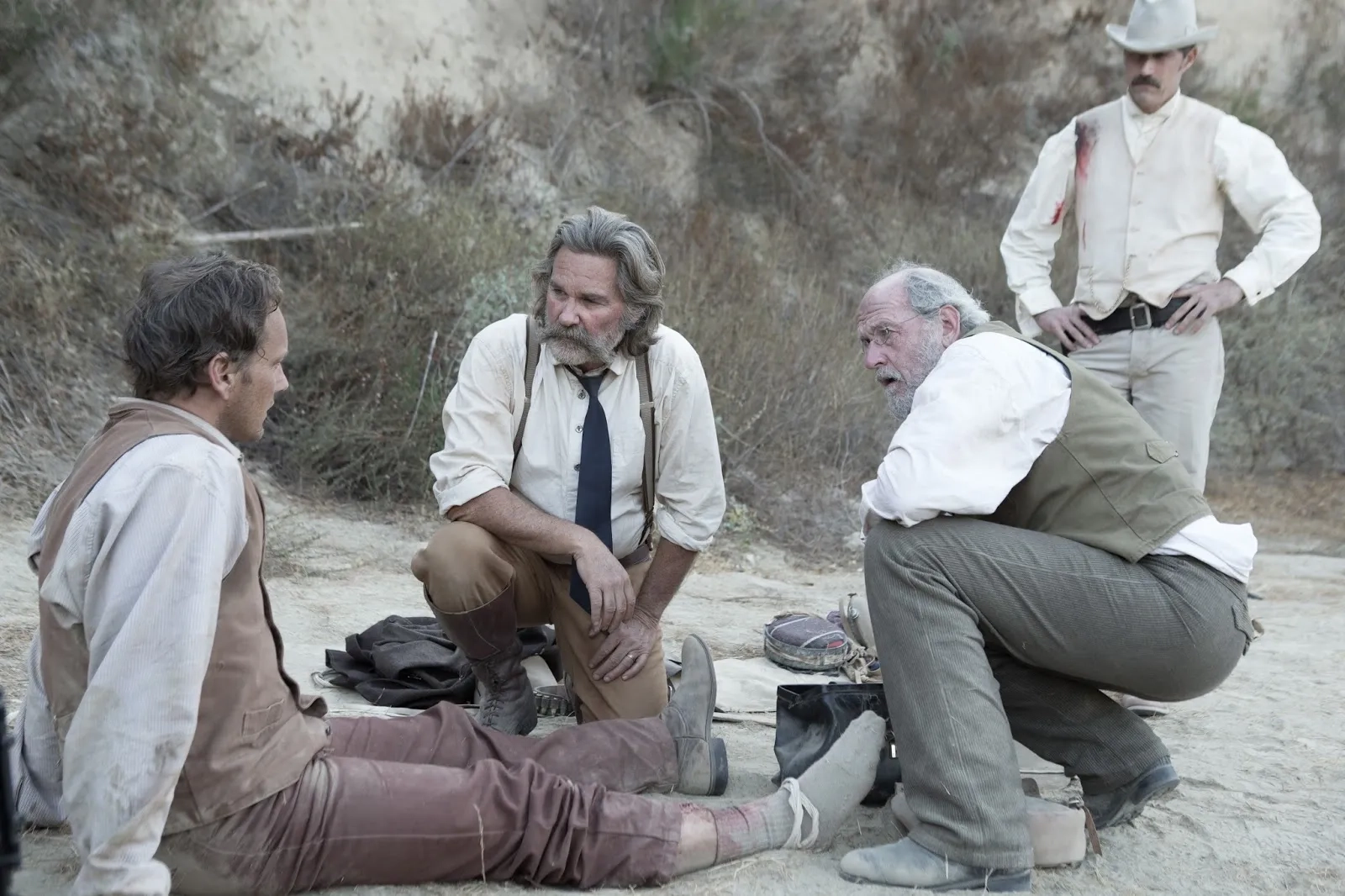 Kurt Russell, Matthew Fox, Richard Jenkins, and Patrick Wilson in Bone Tomahawk (2015)