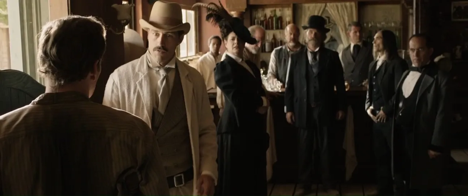 Kurt Russell, Sean Young, Michael Paré, Matthew Fox, Maestro Harrell, Richard Jenkins, Zahn McClarnon, Fred Melamed, Jamison Newlander, and Patrick Wilson in Bone Tomahawk (2015)