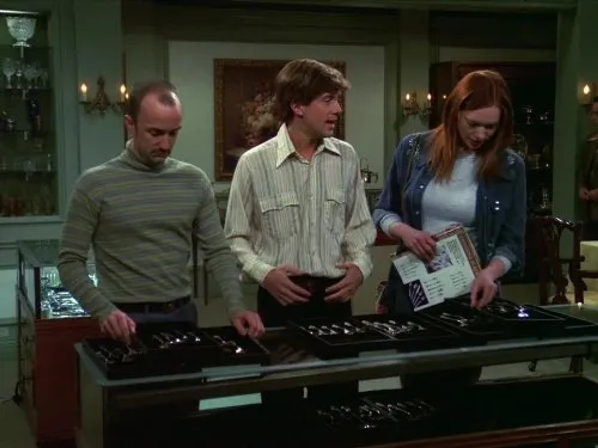 Topher Grace, Laura Prepon, and Jim Rash in That '70s Show (1998)