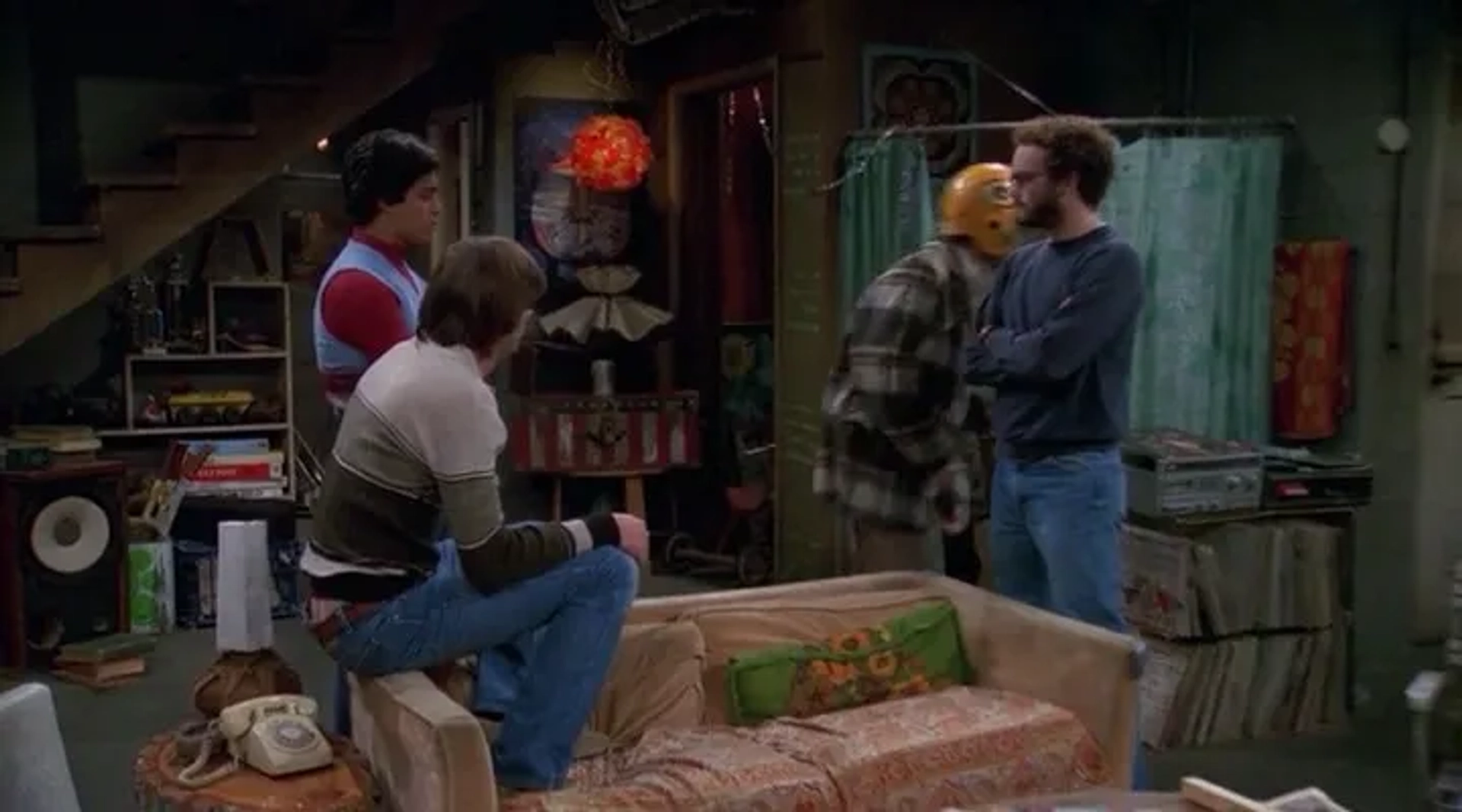 Ashton Kutcher, Danny Masterson, Wilmer Valderrama, and Topher Grace in That '70s Show (1998)