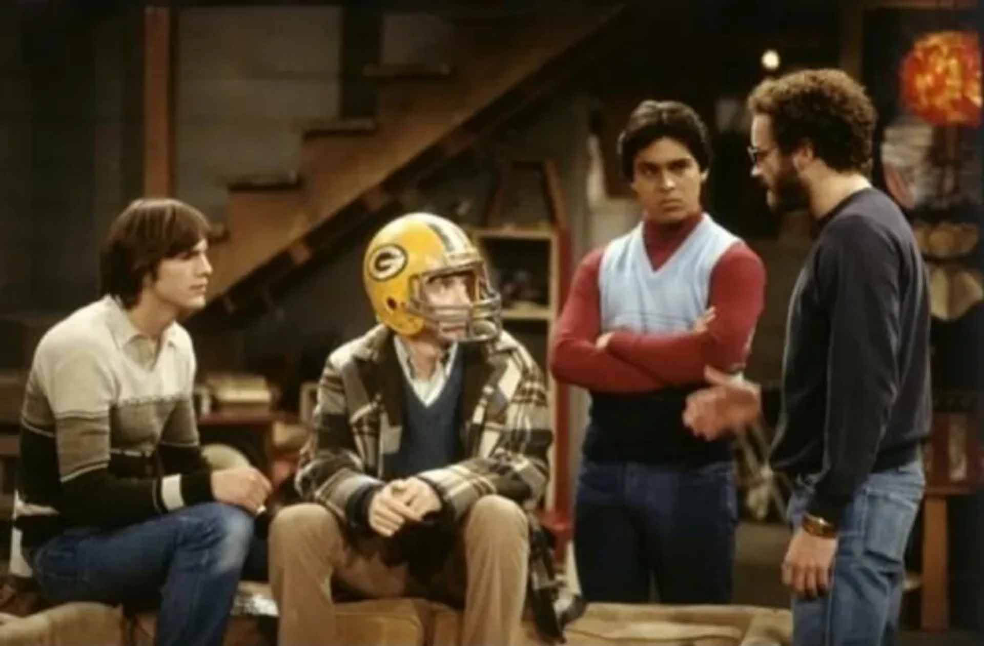 Ashton Kutcher, Danny Masterson, Wilmer Valderrama, and Topher Grace in That '70s Show (1998)