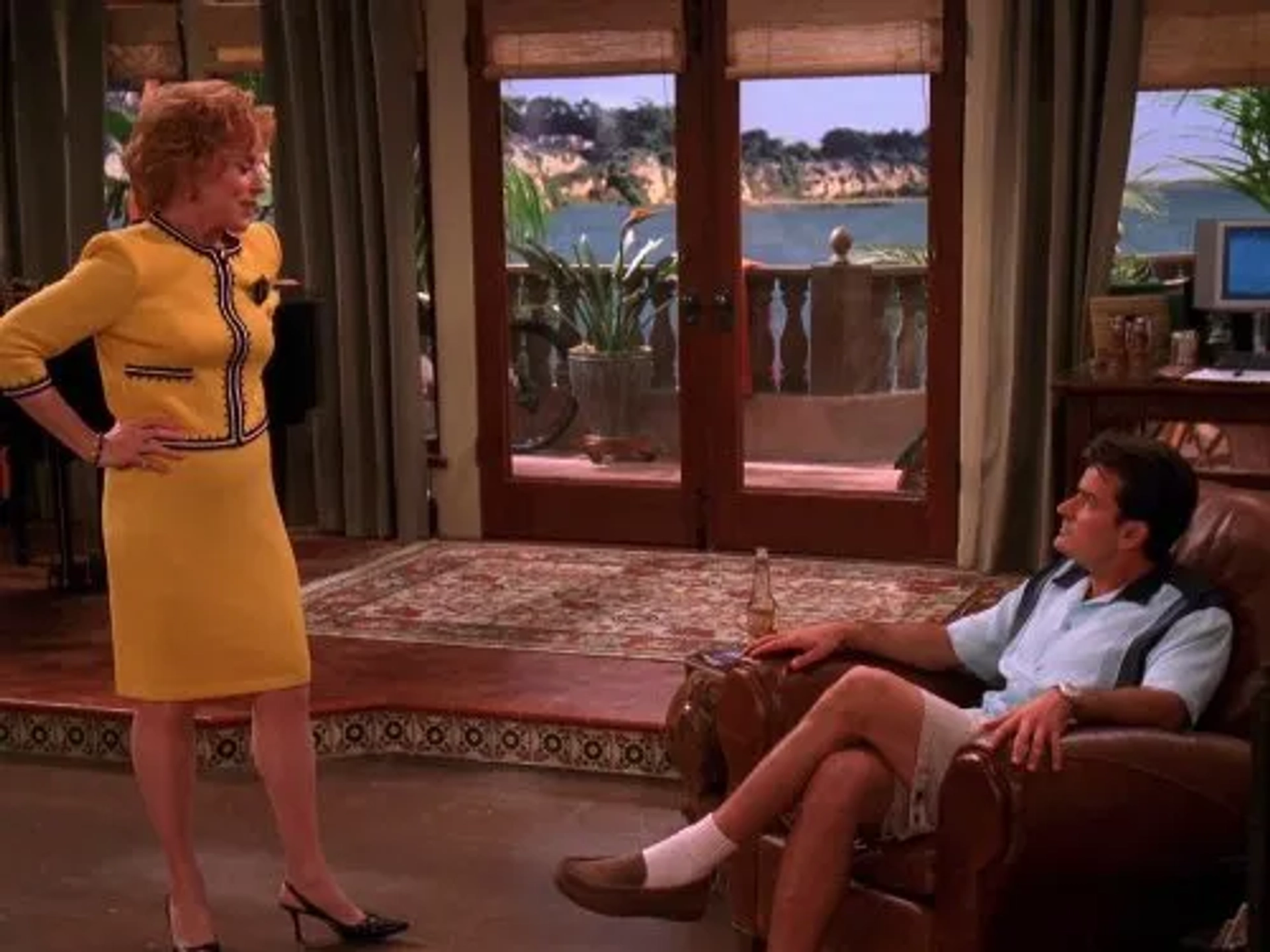 Charlie Sheen and Holland Taylor in Two and a Half Men (2003)