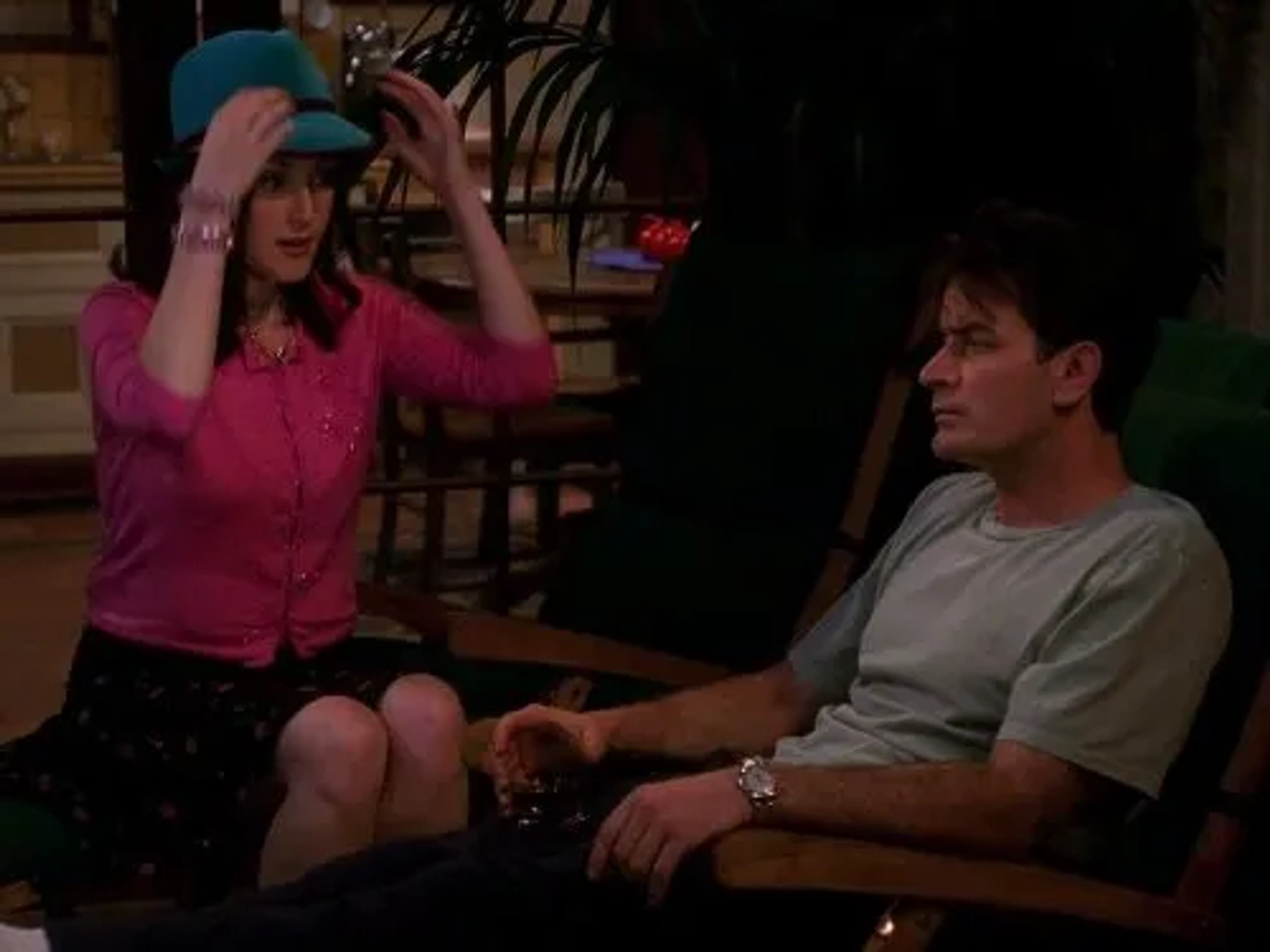 Charlie Sheen and Melanie Lynskey in Two and a Half Men (2003)