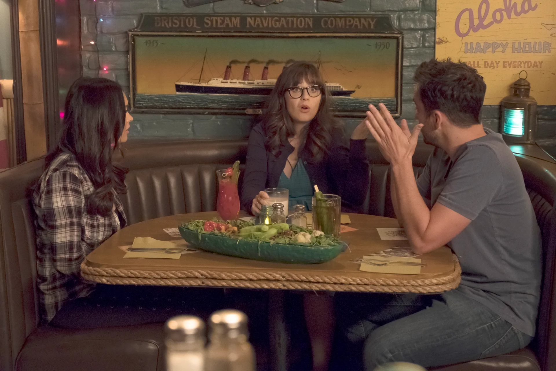 Zooey Deschanel, Megan Fox, and Jake Johnson in New Girl (2011)