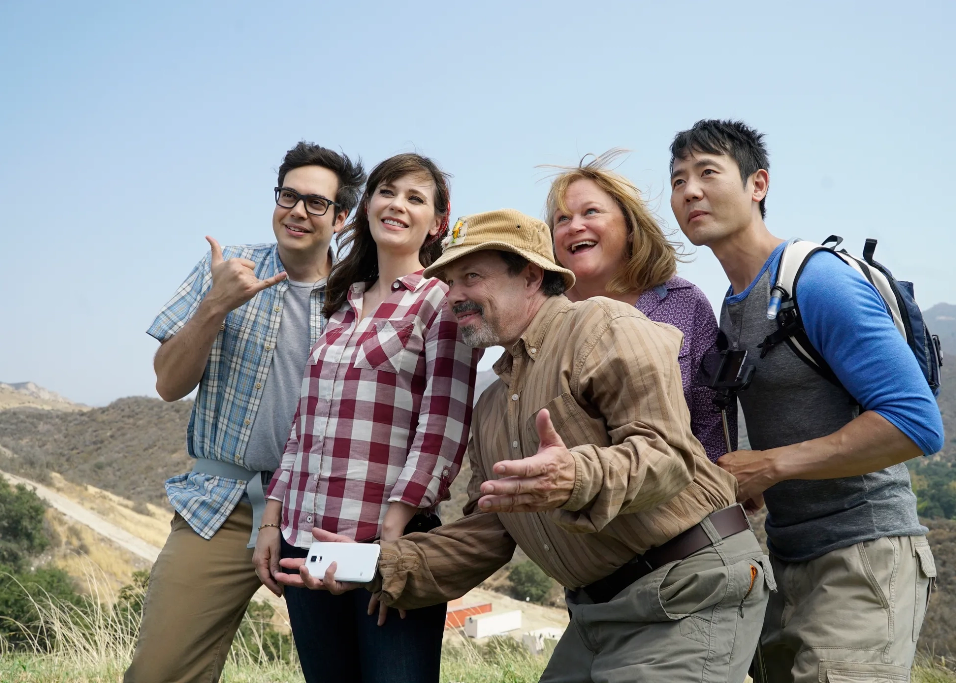 Curtis Armstrong, Zooey Deschanel, Becky Thyre, Nelson Franklin, and Rob Yang in New Girl (2011)