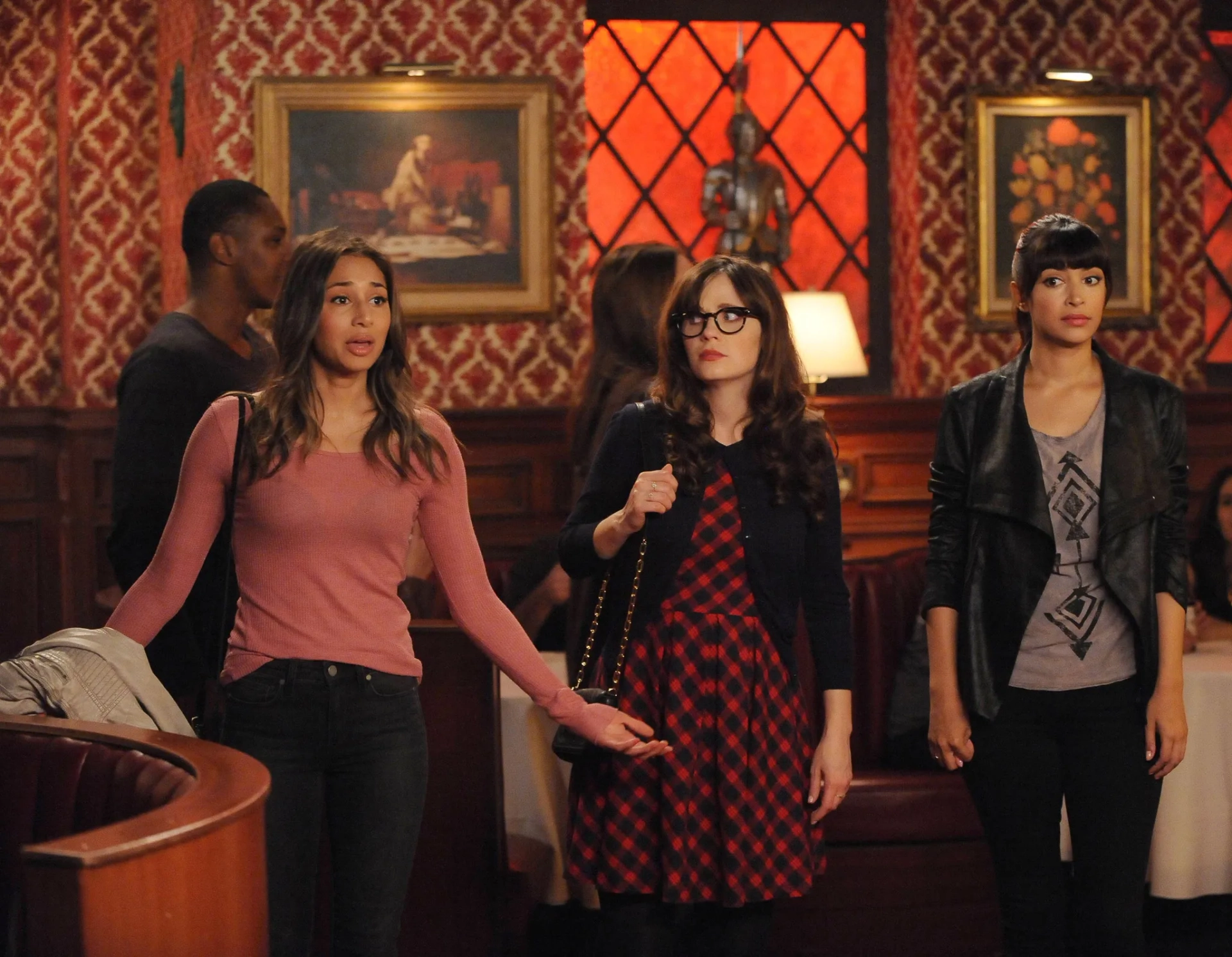 Zooey Deschanel, Meaghan Rath, and Hannah Simone in New Girl (2011)