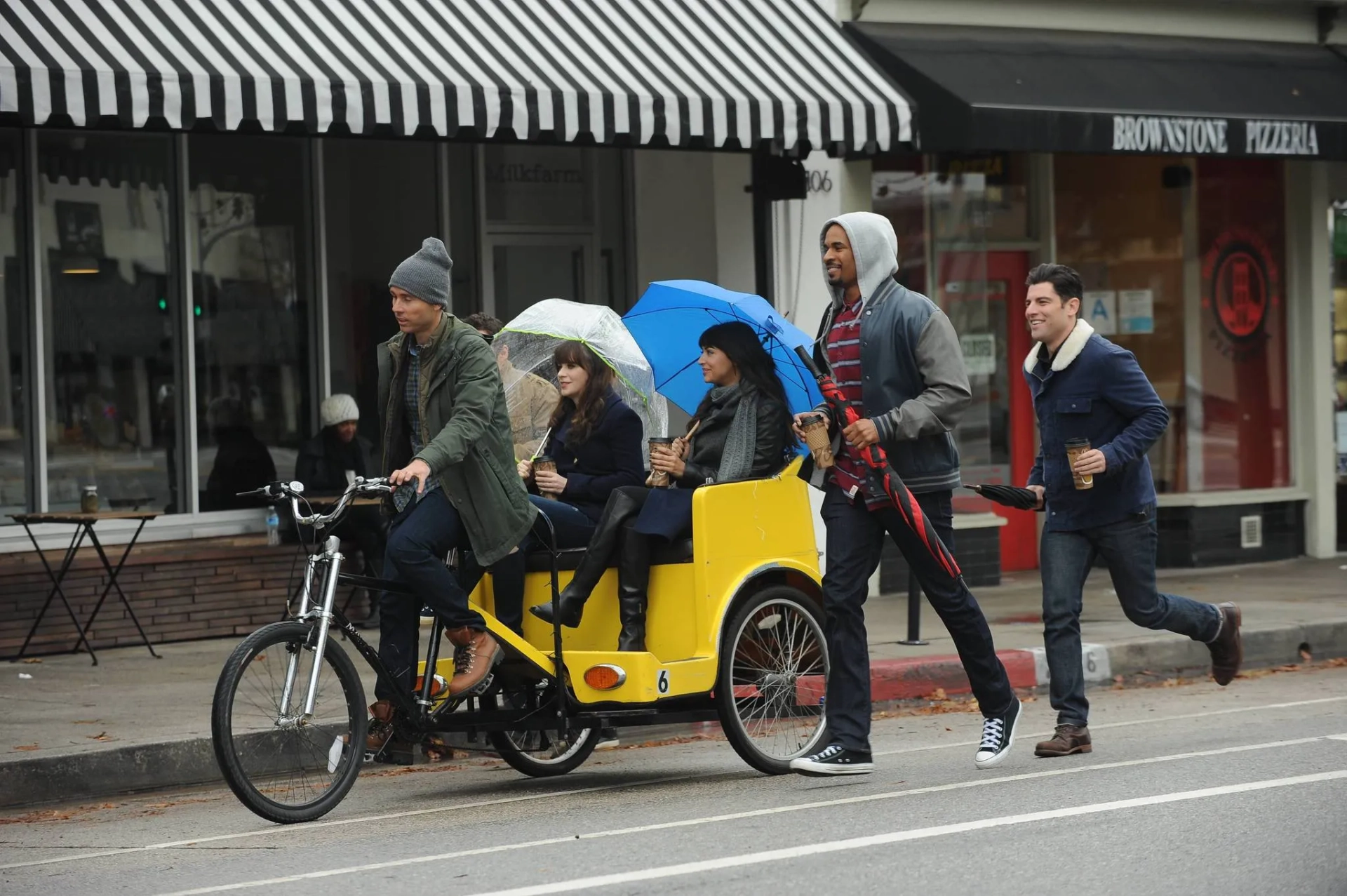 Zooey Deschanel, Max Greenfield, Damon Wayans Jr., and Hannah Simone in New Girl (2011)