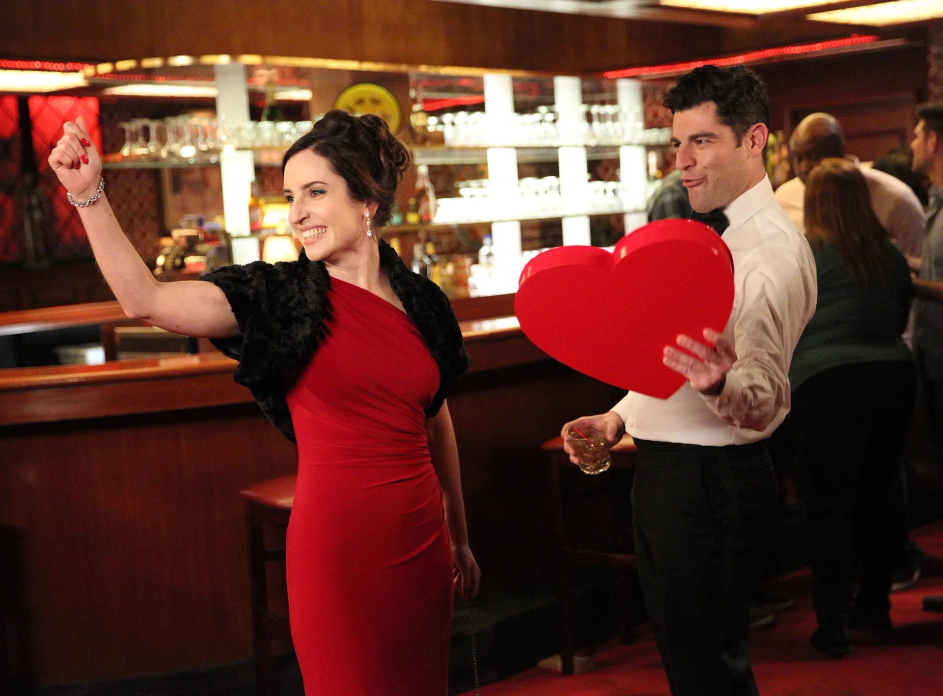 Max Greenfield and Zoe Lister-Jones in New Girl (2011)