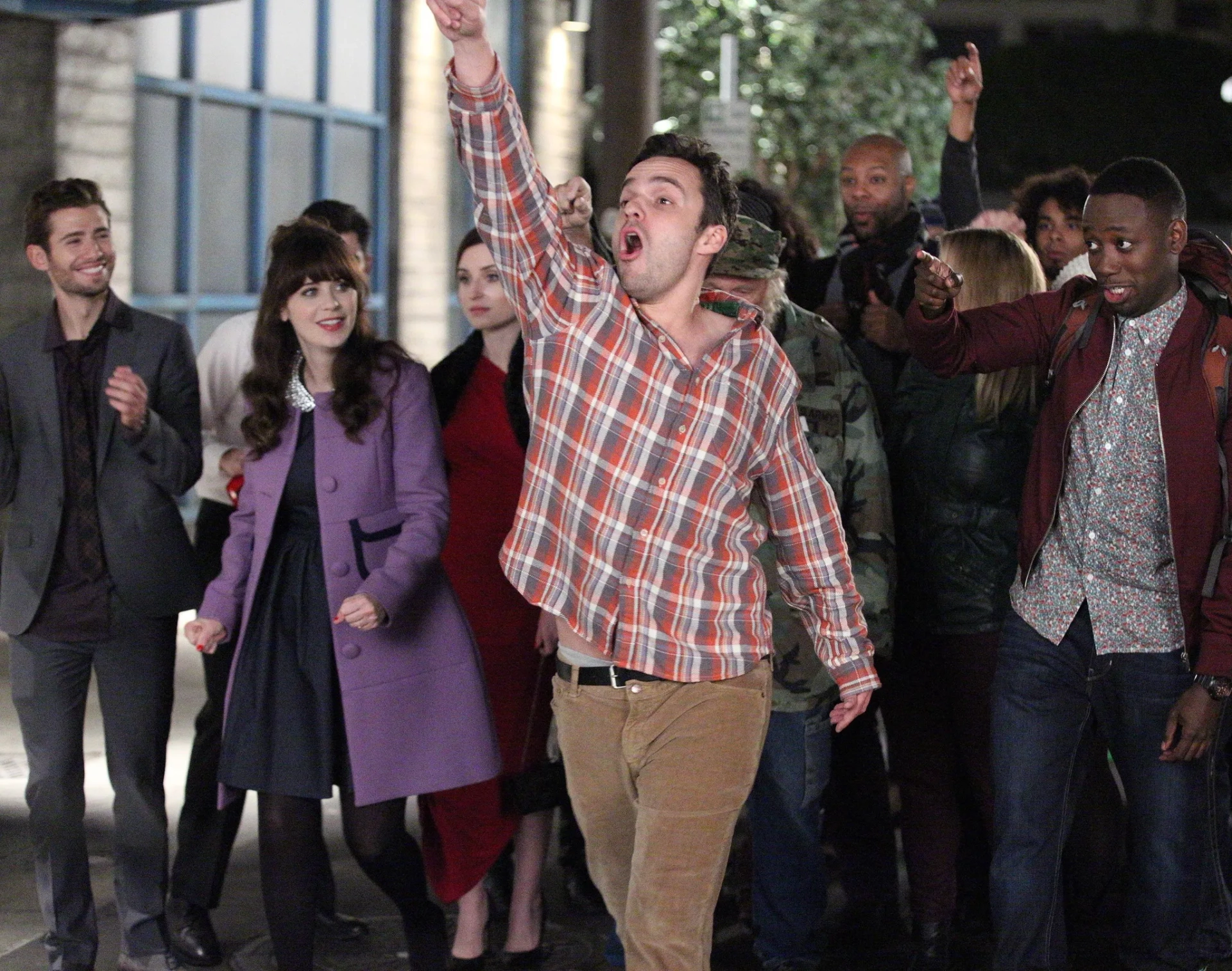 Zooey Deschanel, Julian Morris, Lamorne Morris, and Jake Johnson in New Girl (2011)