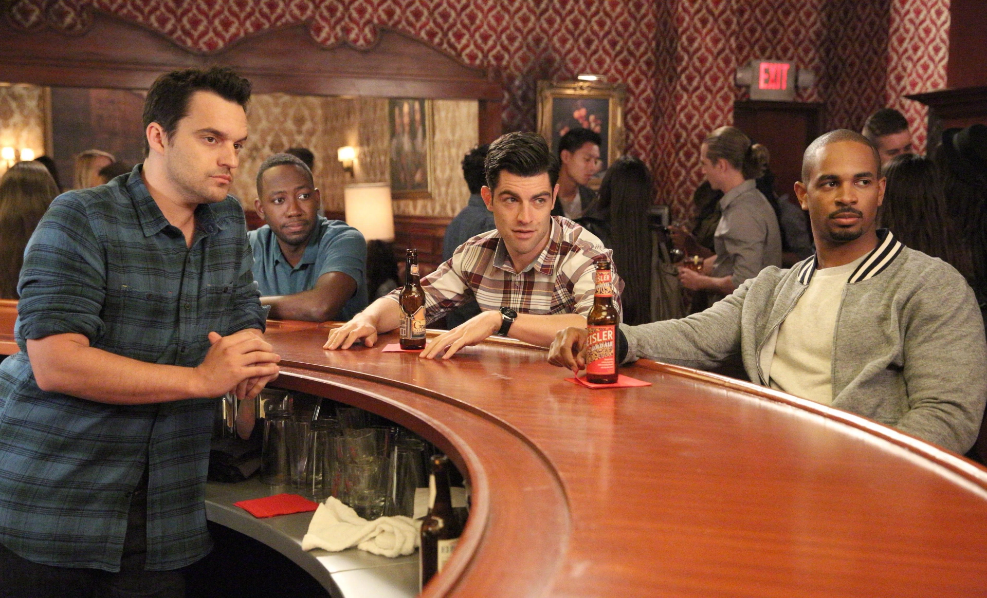 Max Greenfield, Damon Wayans Jr., Lamorne Morris, and Jake Johnson in New Girl (2011)