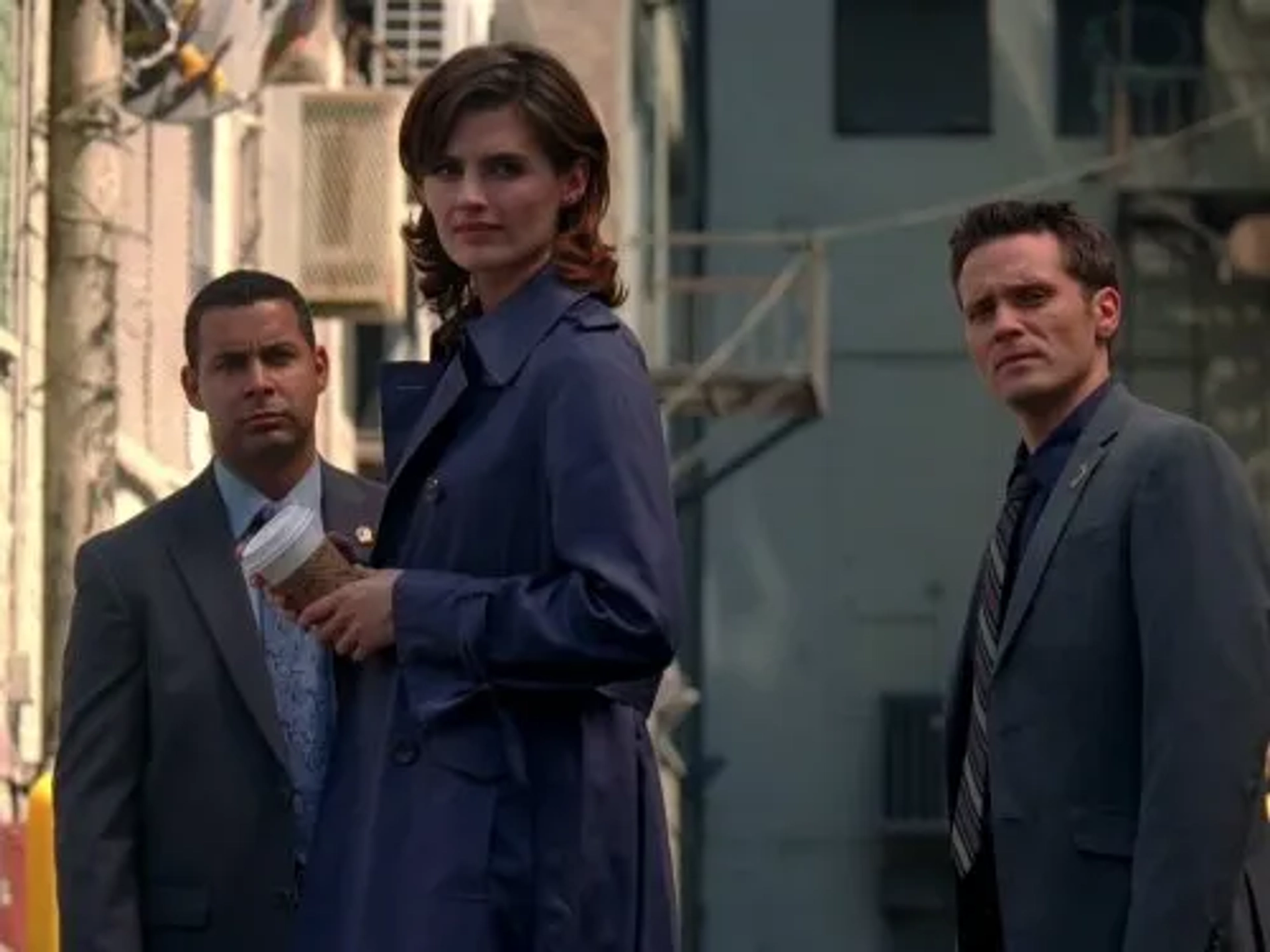 Jon Huertas, Seamus Dever, and Stana Katic in Castle (2009)