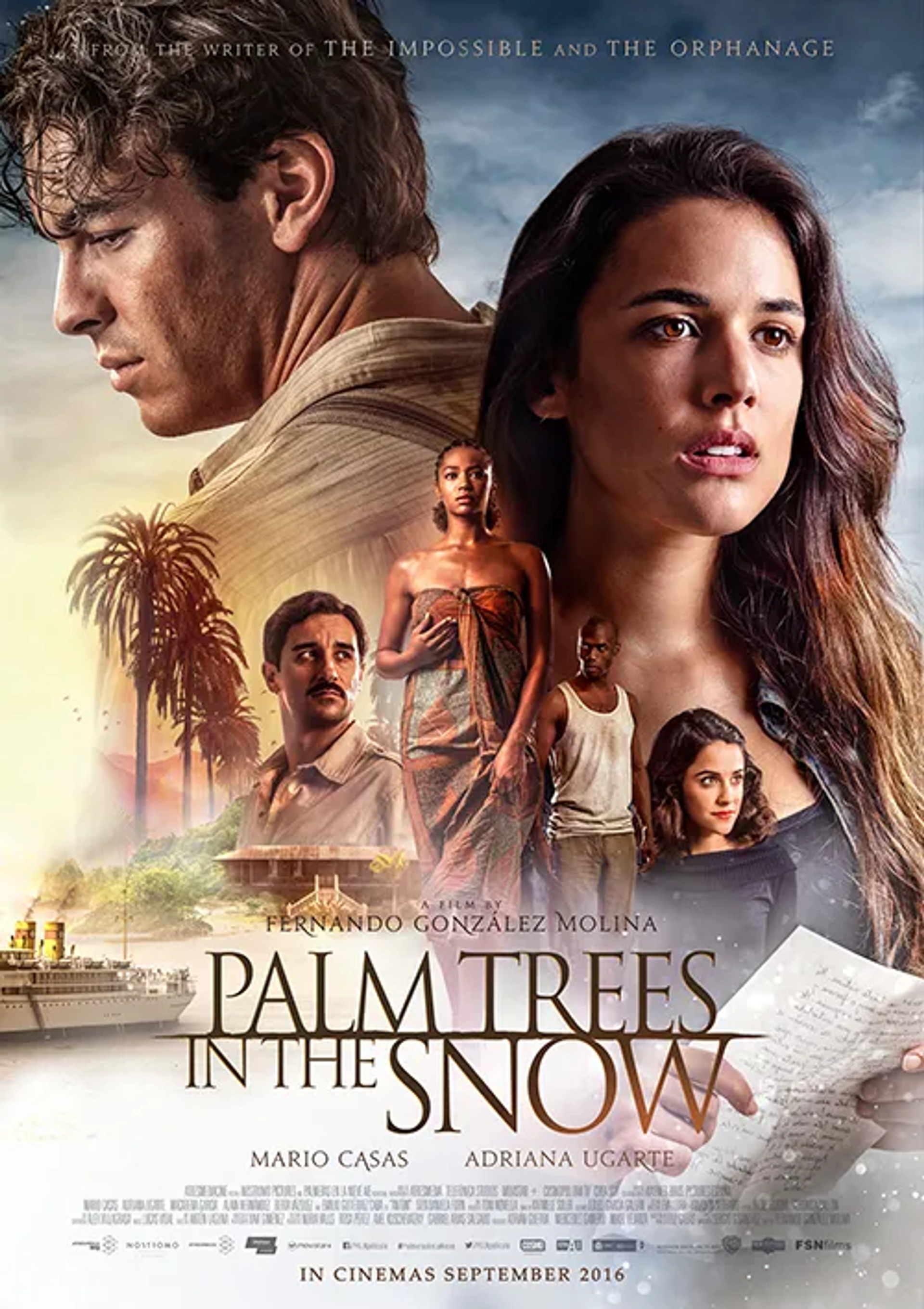 Adriana Ugarte, Djédjé Apali, Mario Casas, Alain Hernández, Macarena García, and Berta Vázquez in Palm Trees in the Snow (2015)