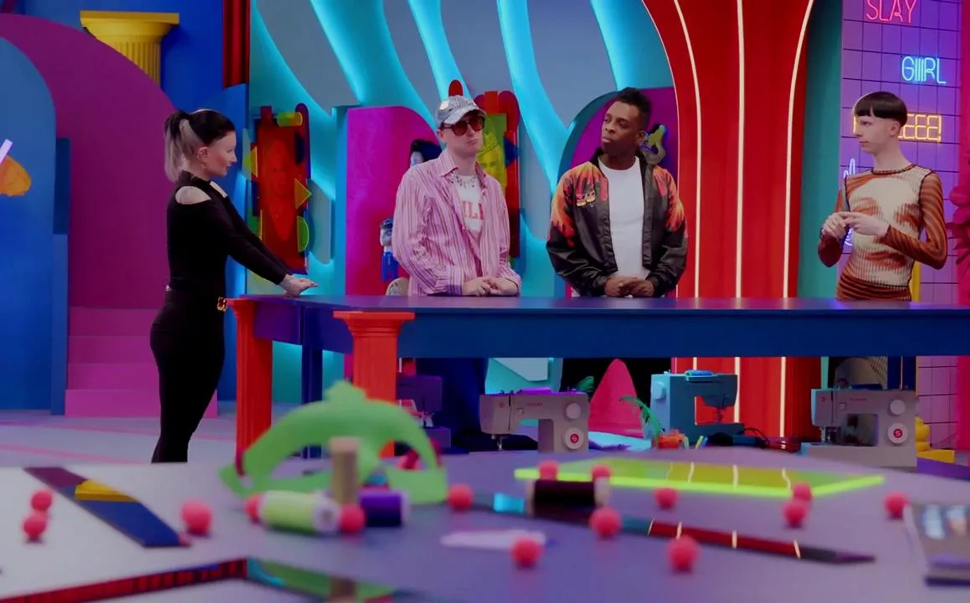 Kelly Heelton, Metamorkid, Yvonne Nightstand, and Pandora Nox in Drag Race Germany (2023)