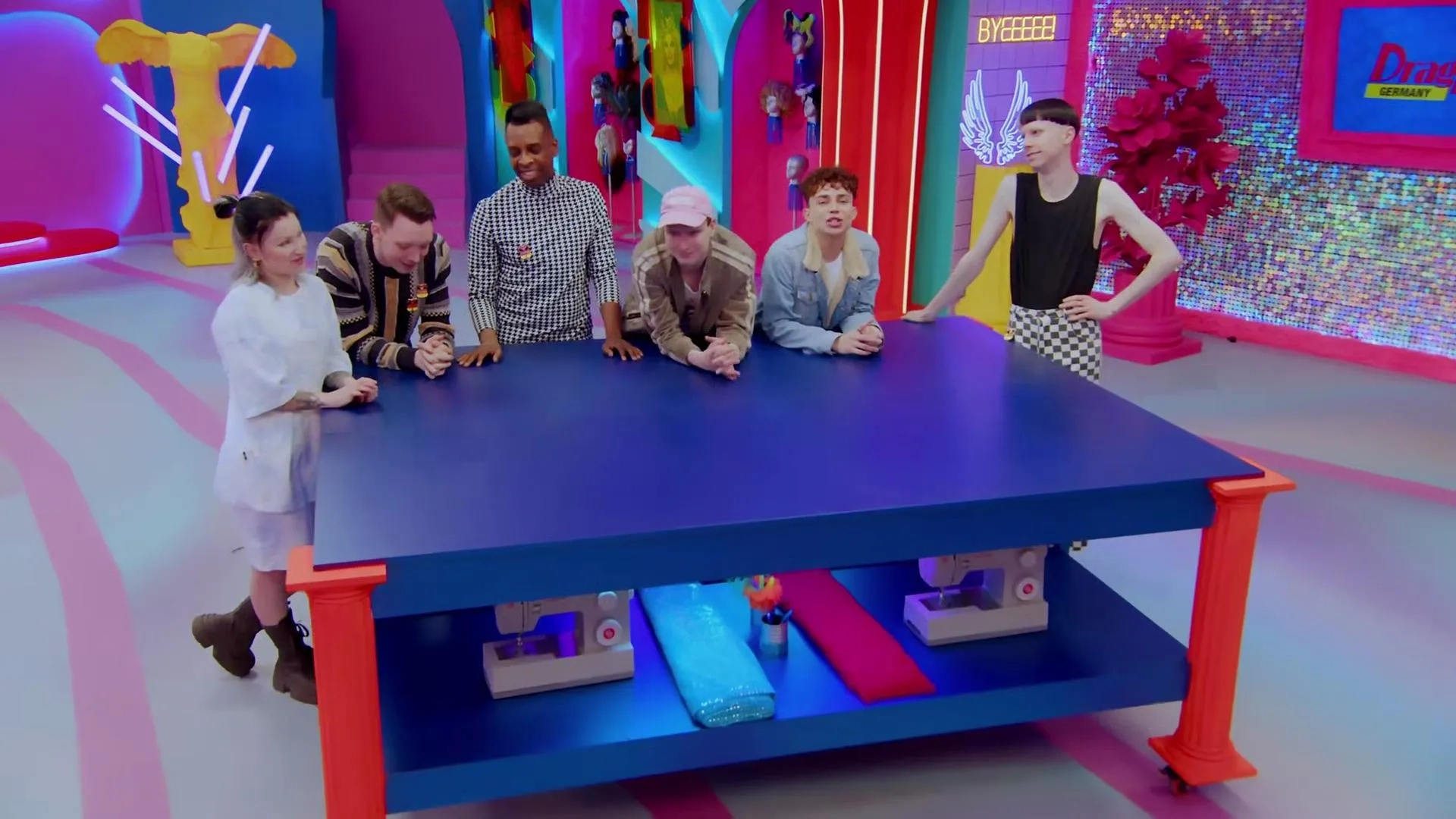 Kelly Heelton, Loreley Rivers, Metamorkid, Yvonne Nightstand, Victoria Shakespears, and Pandora Nox in Drag Race Germany (2023)