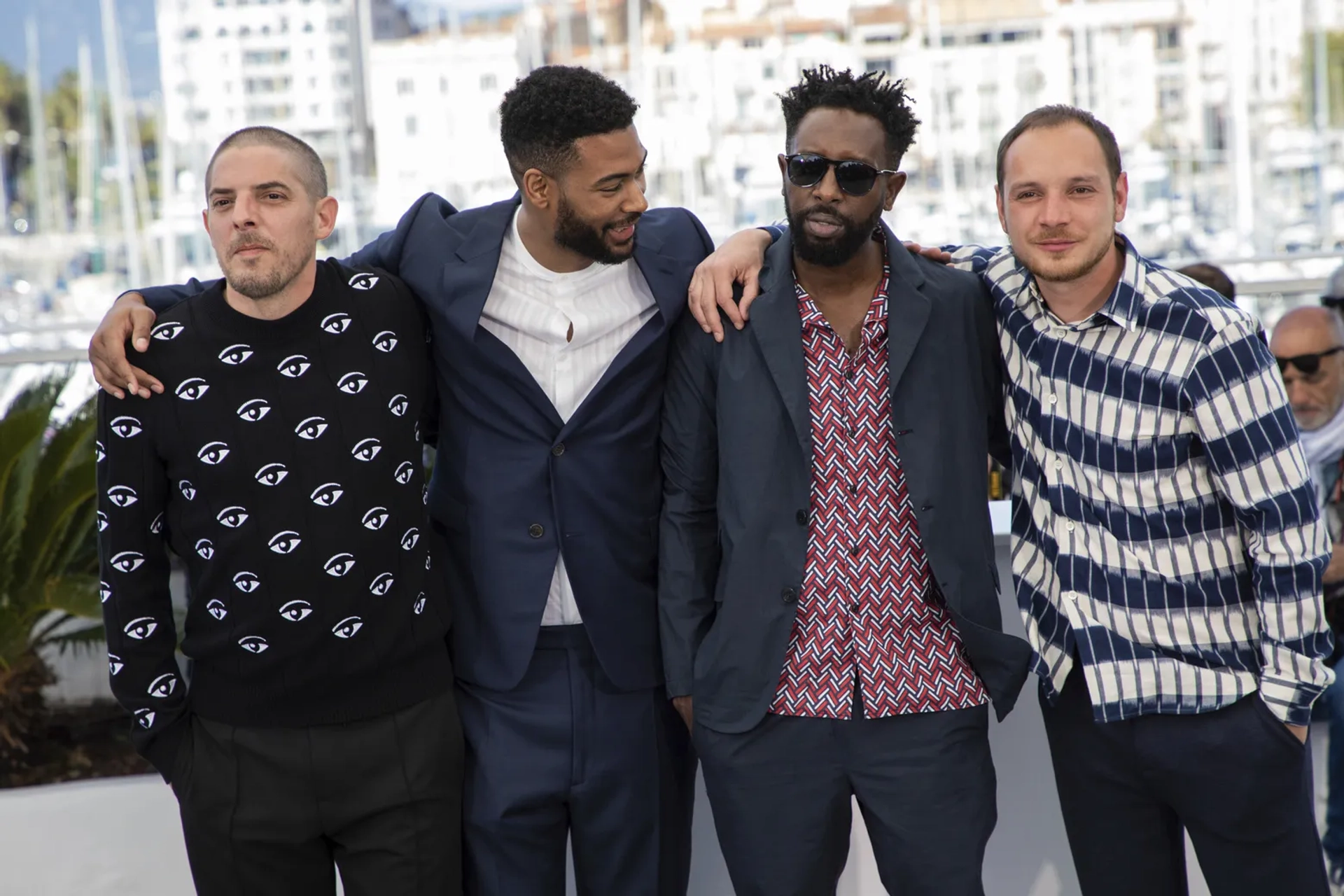 Ladj Ly, Damien Bonnard, Alexis Manenti, and Djebril Zonga at an event for Les Misérables (2019)