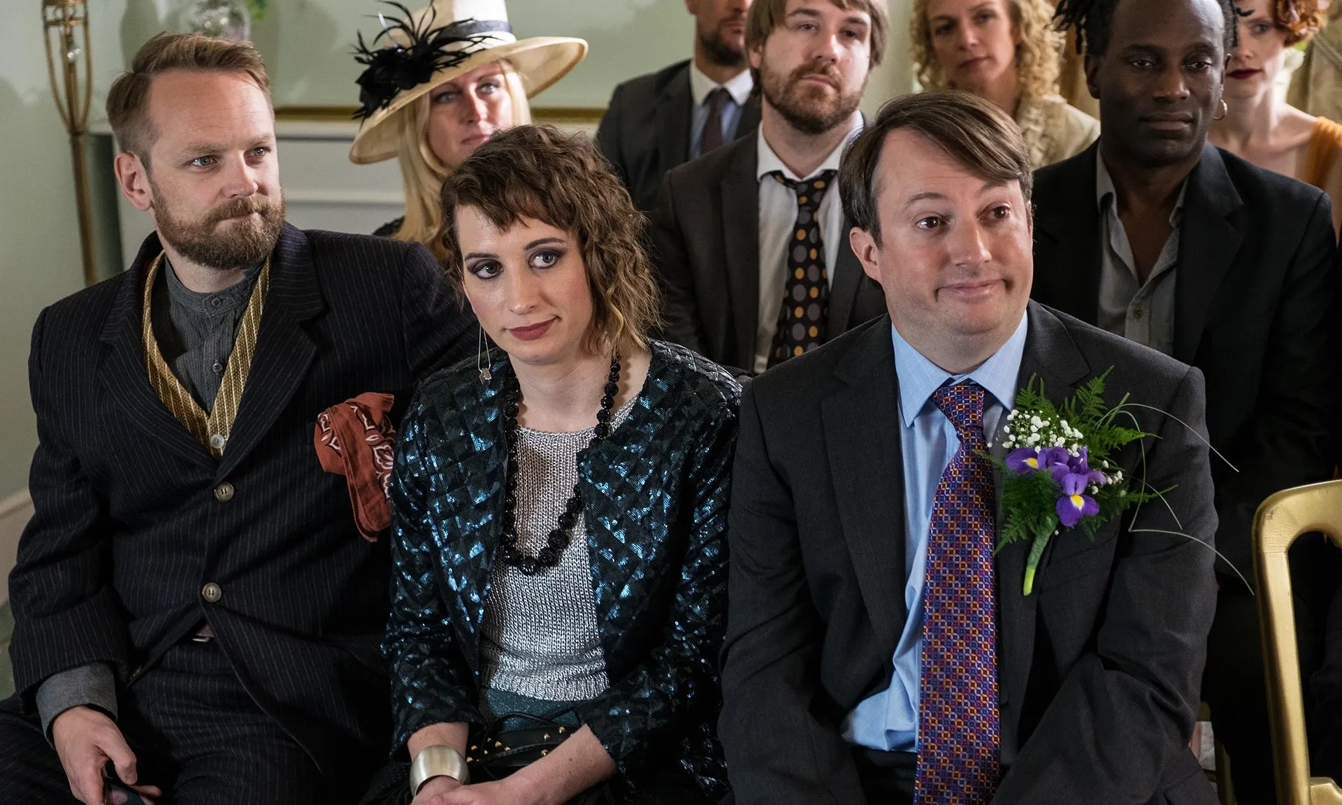 Jonathan Harden, Isy Suttie and David Mitchell in PEEP SHOW (Objective/C4)