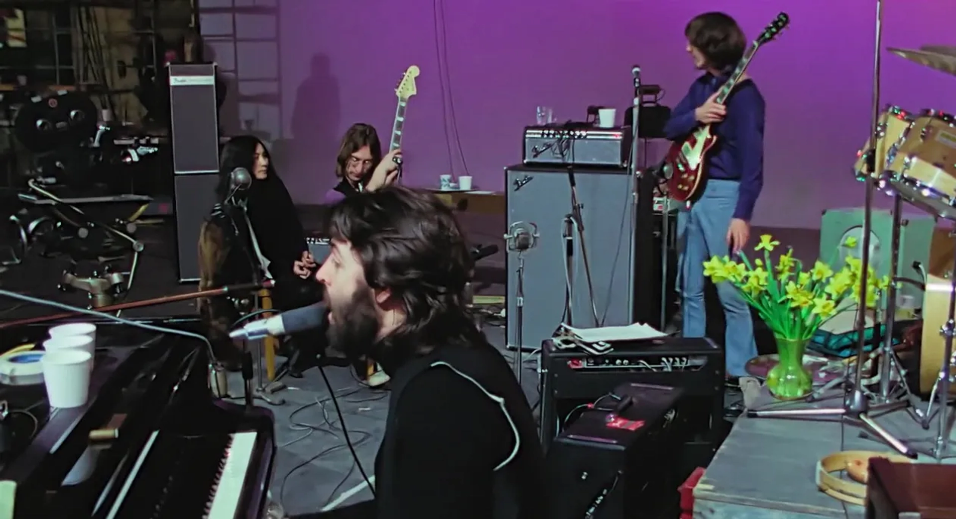 Paul McCartney, John Lennon, George Harrison, Yoko Ono, and The Beatles in The Beatles: Get Back: Part 1: Days 1-7 (2021)