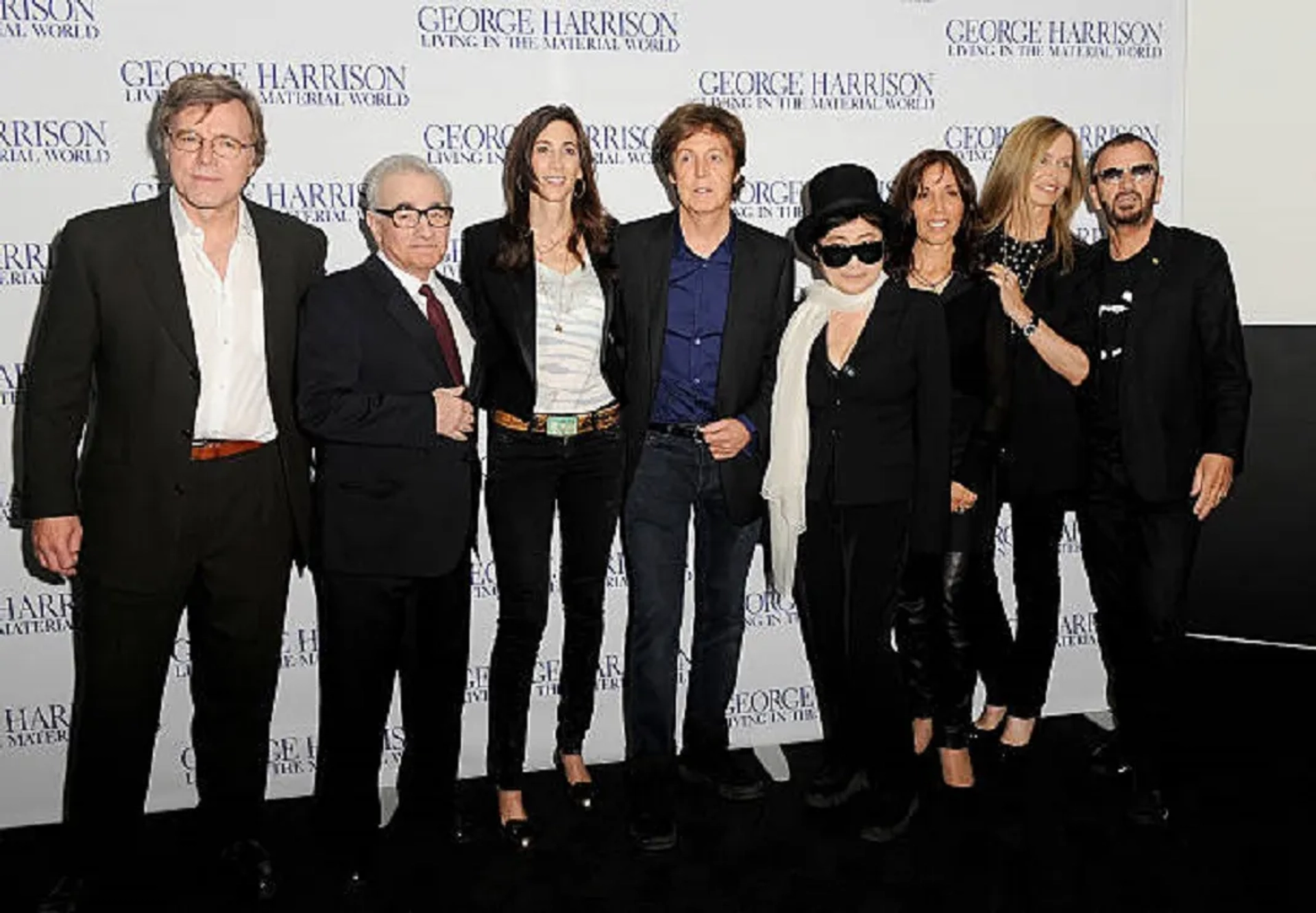 Martin Scorsese, Barbara Bach, Paul McCartney, Yoko Ono, Nigel Sinclair, Ringo Starr, Olivia Harrison, and Nancy Shevell at an event for George Harrison: Living in the Material World (2011)